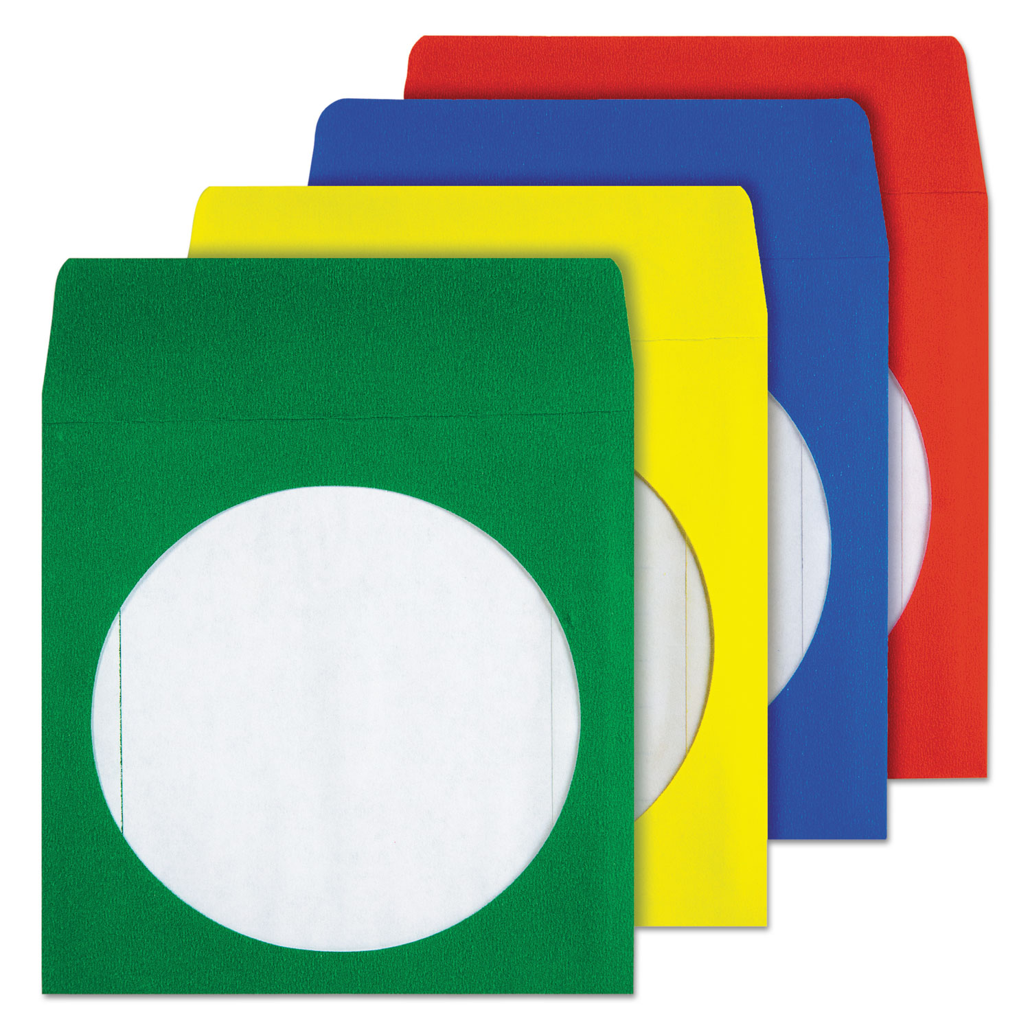 Colored CD/DVD Paper Sleeves, Assorted Colors, 50/Box