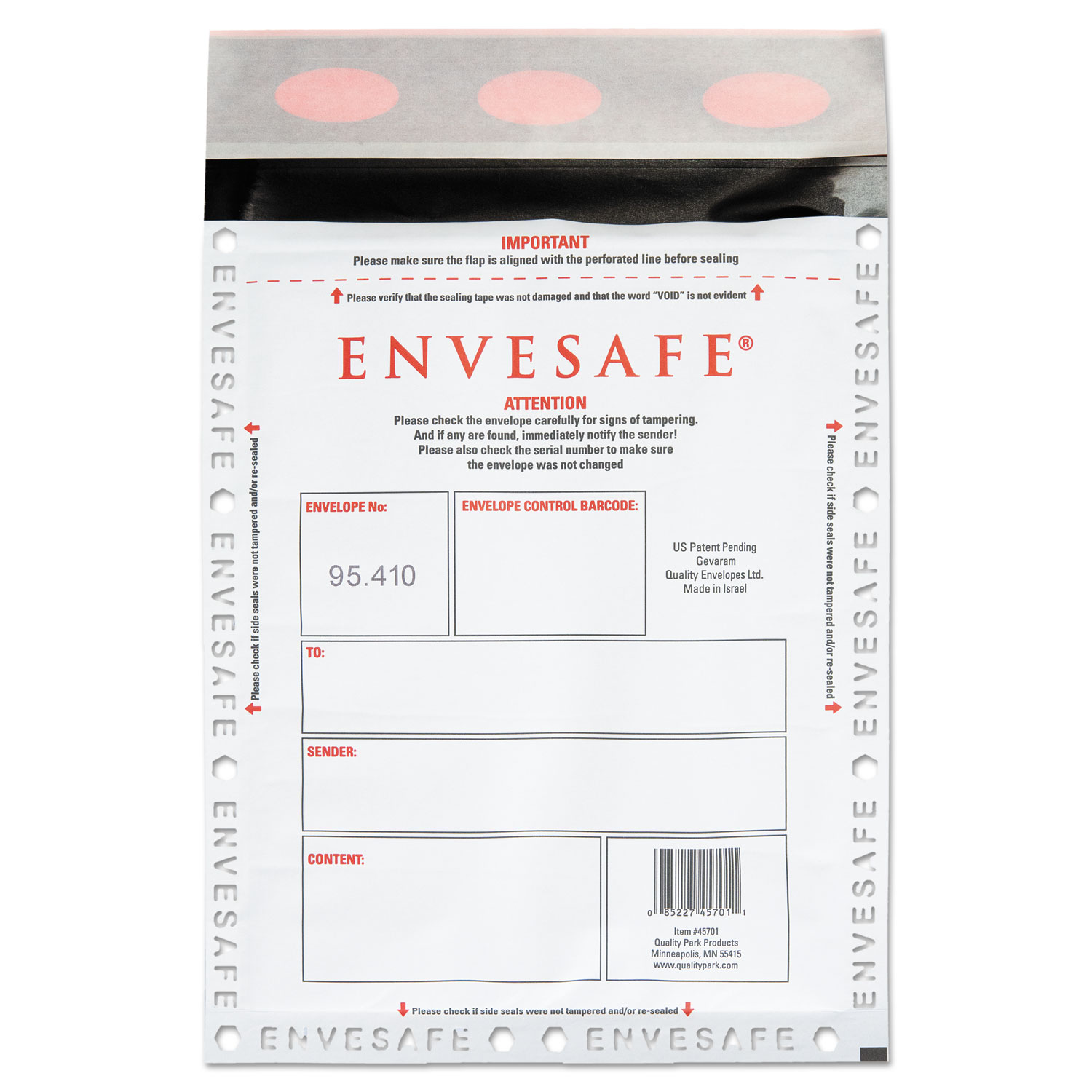 Envesafe Tamper Indicating Security Envelope, 9 x 12, 10/Box