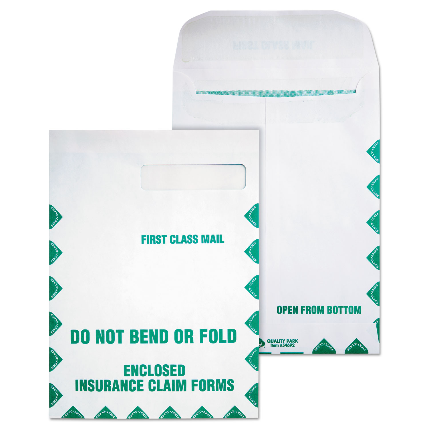 Redi Seal Insurance Envelope, First Class, 9 x 12 1/2, White, 100/Box