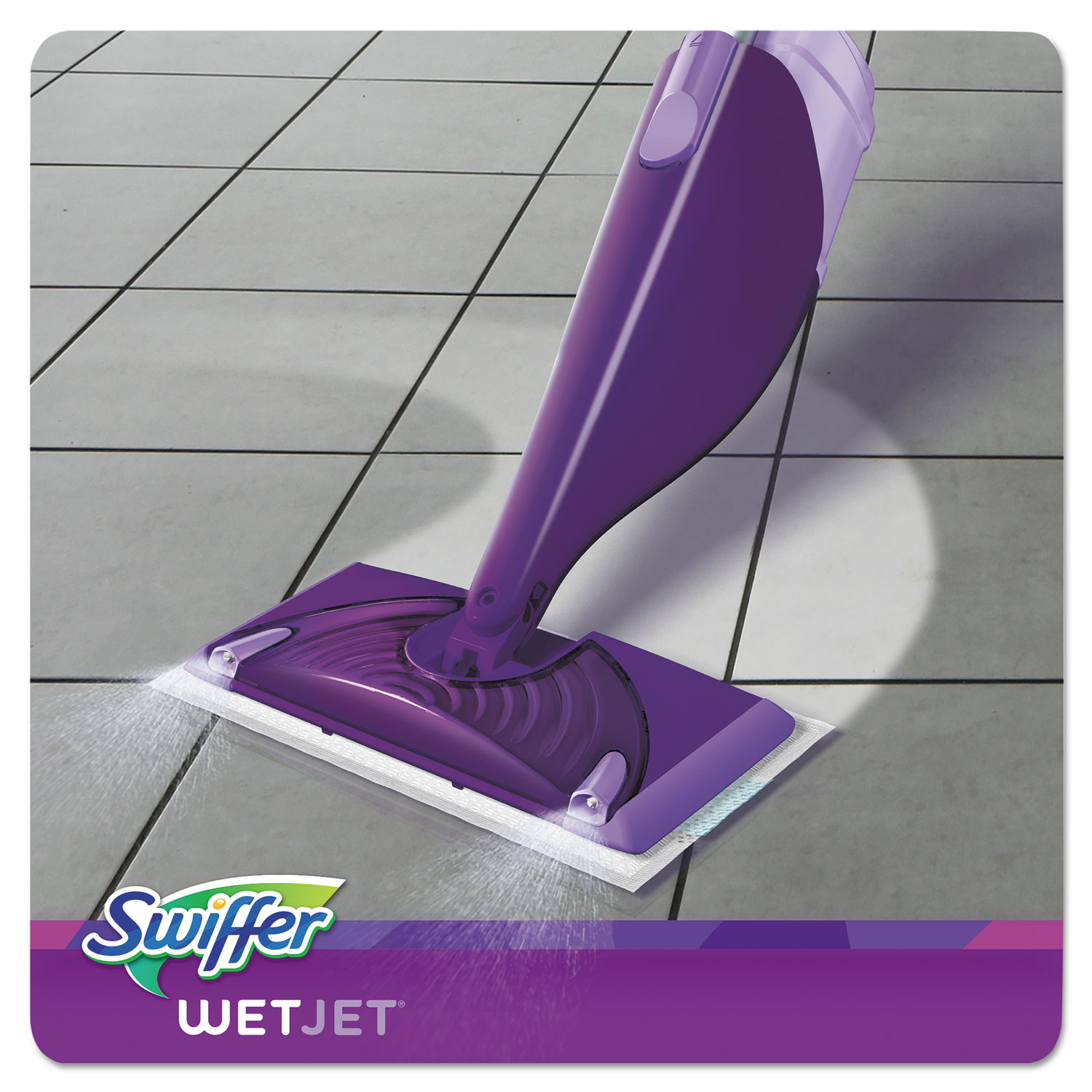 WetJet Mop Starter Kit, 46 Handle, Silver/Purple, 2/Carton