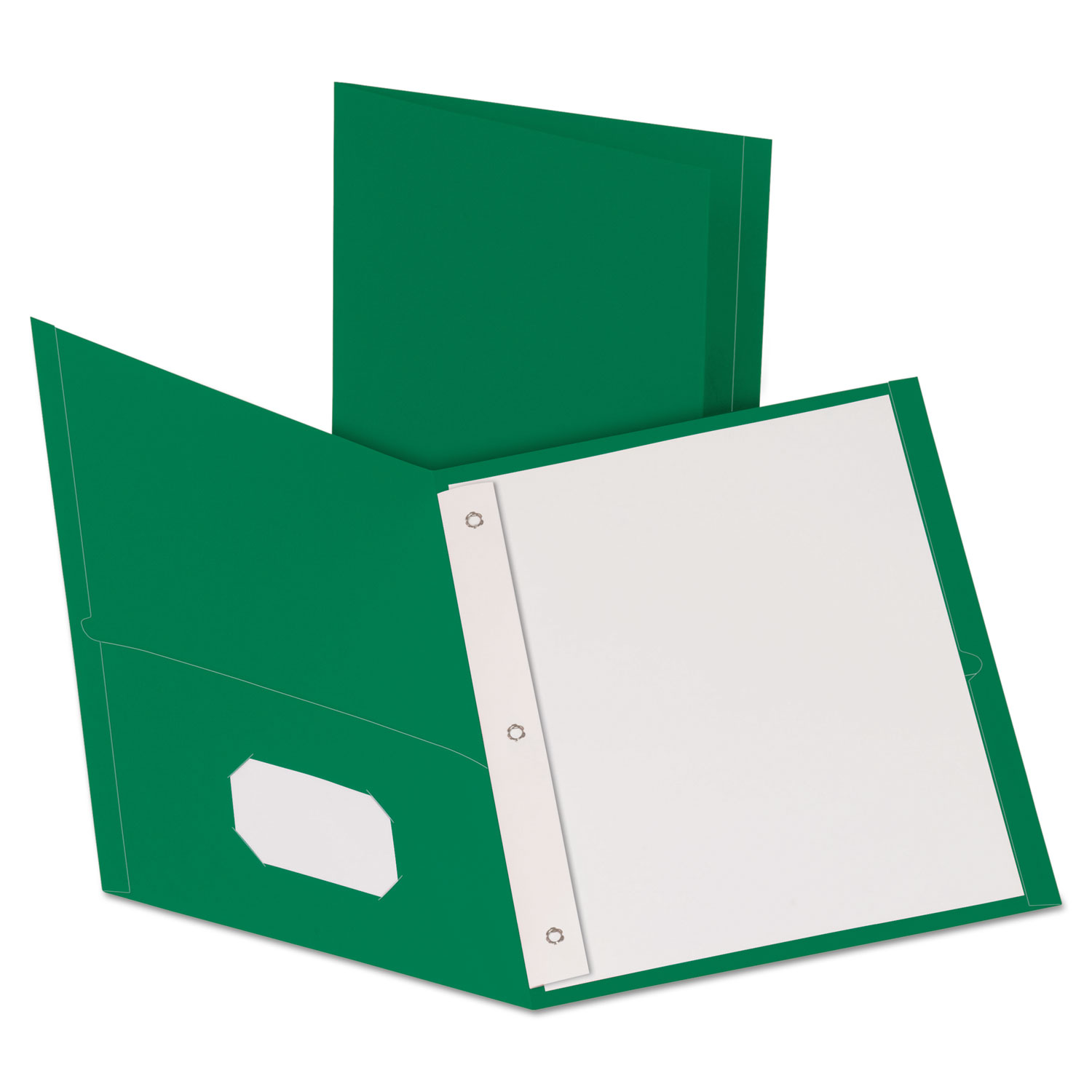 Twin-Pocket Folders with 3 Fasteners, Letter, 1/2 Capacity, Green, 25/Box