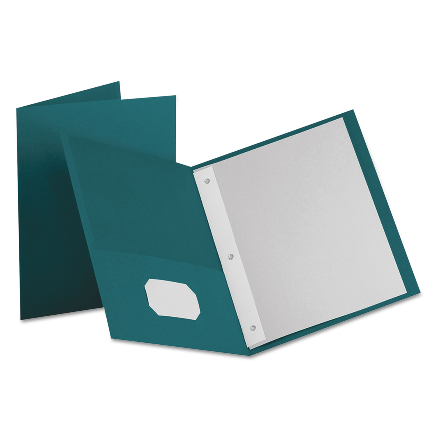 Twin-Pocket Folders with 3 Fasteners, Letter, 1/2 Capacity, Teal, 25/Box