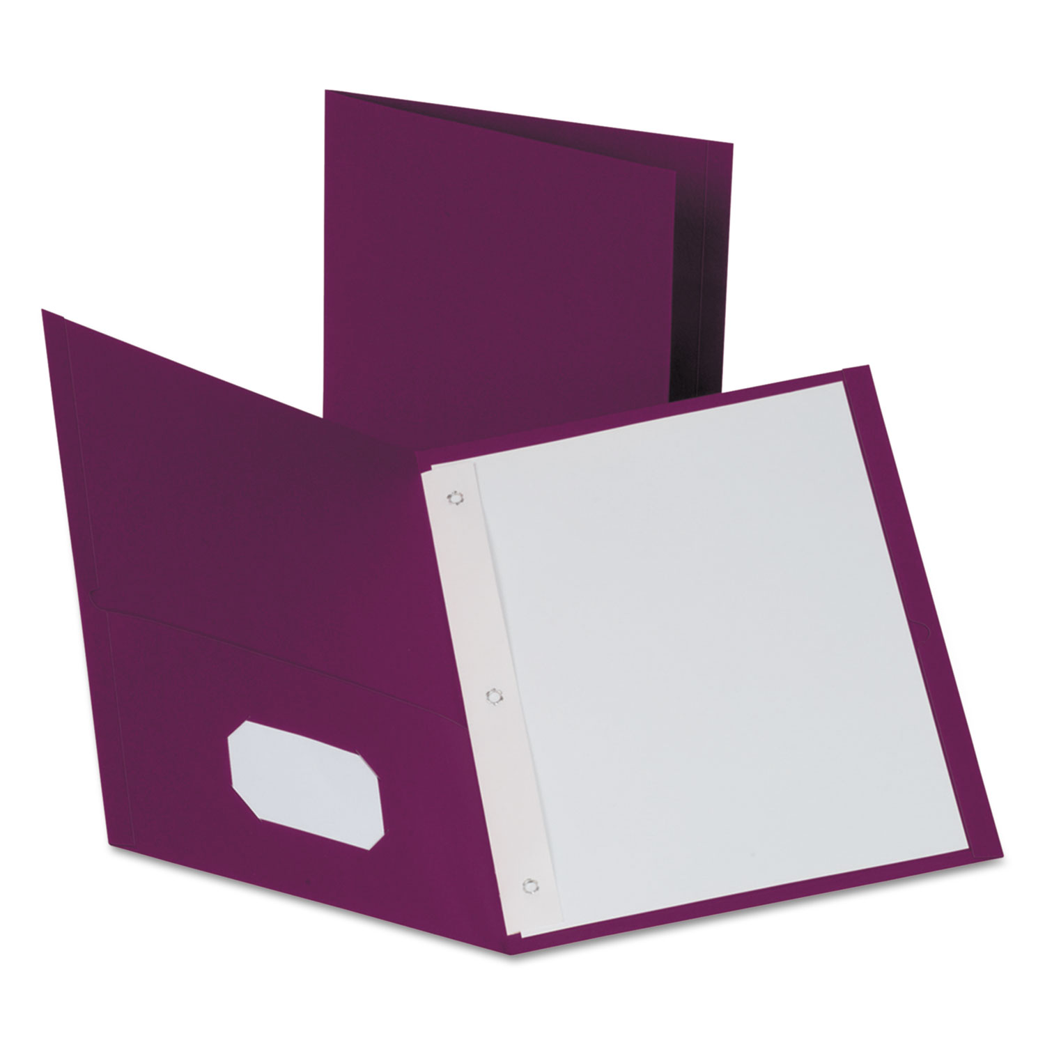 Twin-Pocket Folders with 3 Fasteners, Letter, 1/2 Capacity, Burgundy, 25/Box