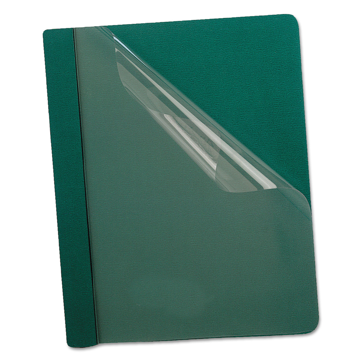 Premium Paper Clear Front Cover, 3 Fasteners, Letter, Green, 25/Box
