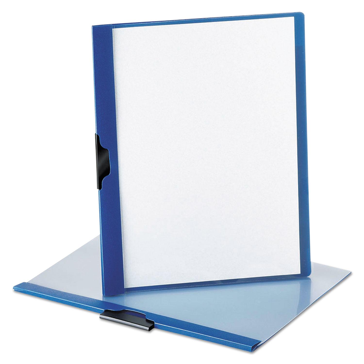 No-Punch Report Cover, Letter, Clip Holds 30 Pages, Clear/Blue