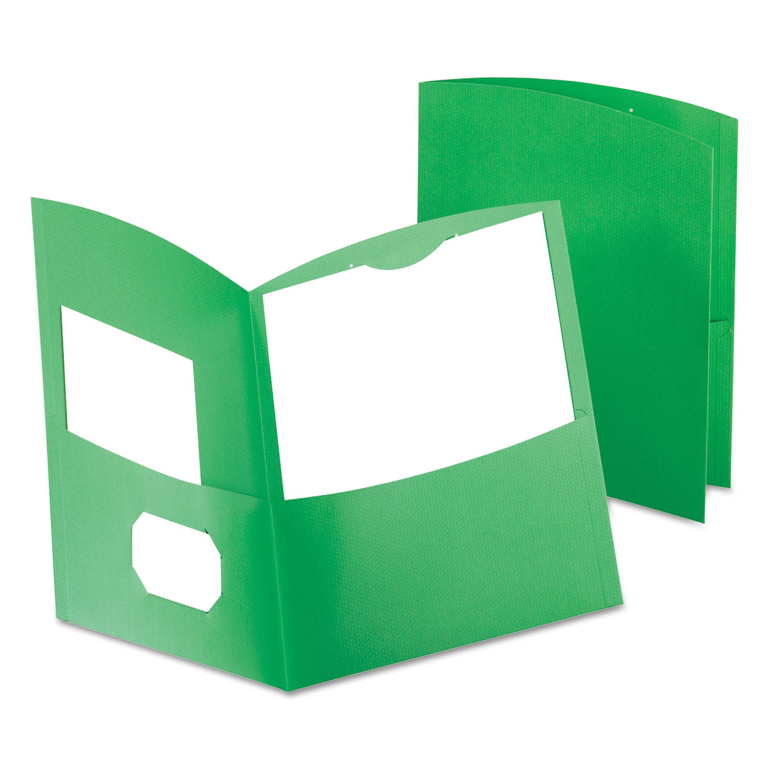 Contour Two-Pocket Recycled Paper Folder, 100-Sheet Capacity, Green