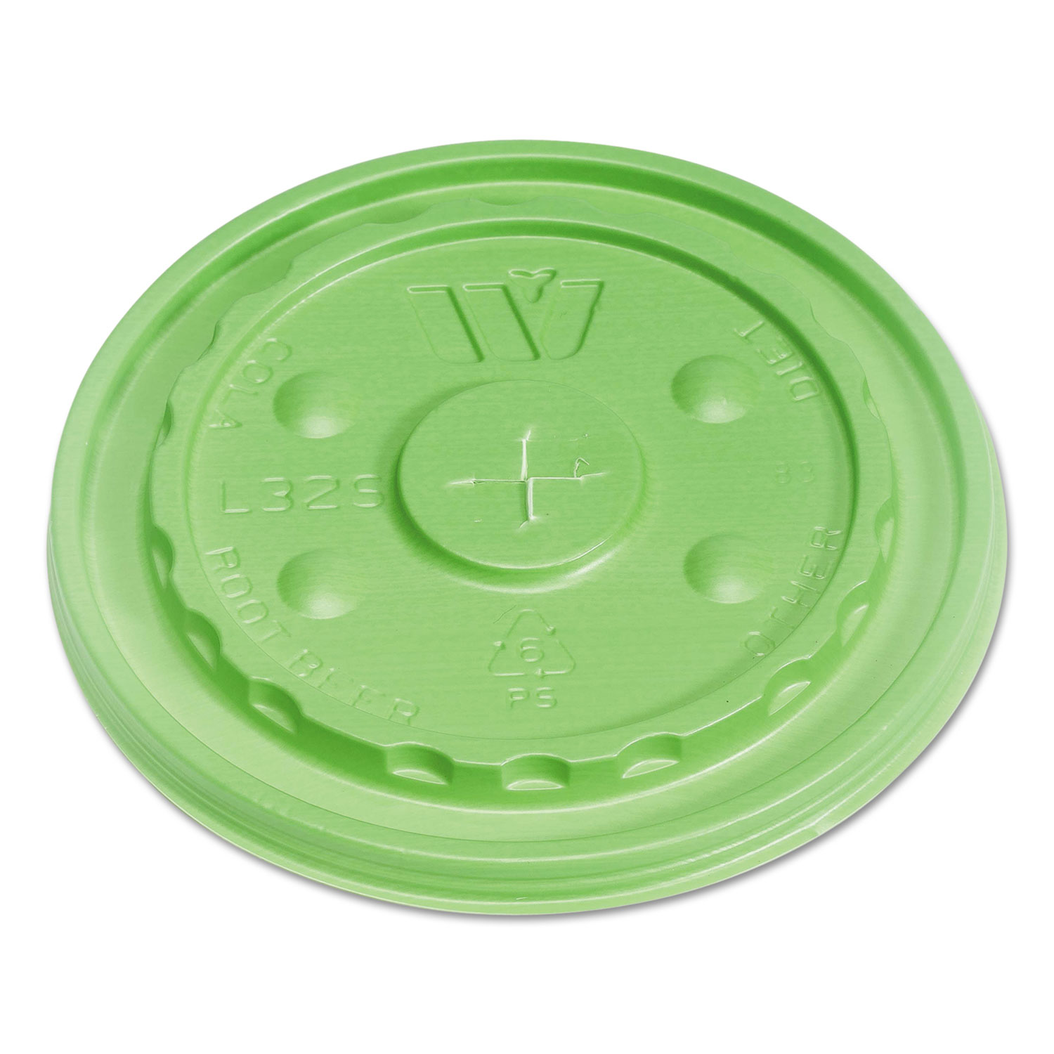 Vio Biodegradable Lids f/32 oz Cups, Straw-Slot, Green, 500/Carton