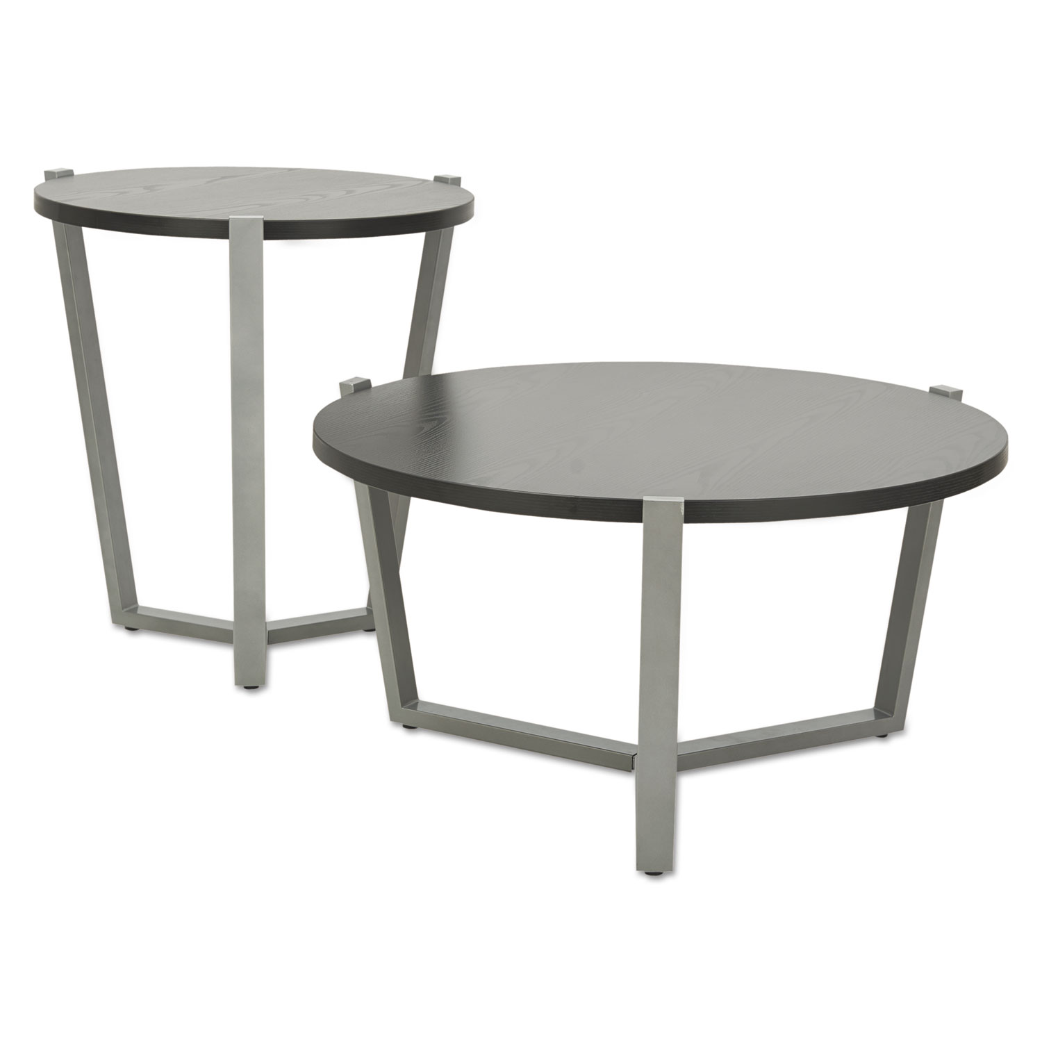 Round Occasional Corner Table, 21 1/4 dia x 22 3/4h, Black/Silver