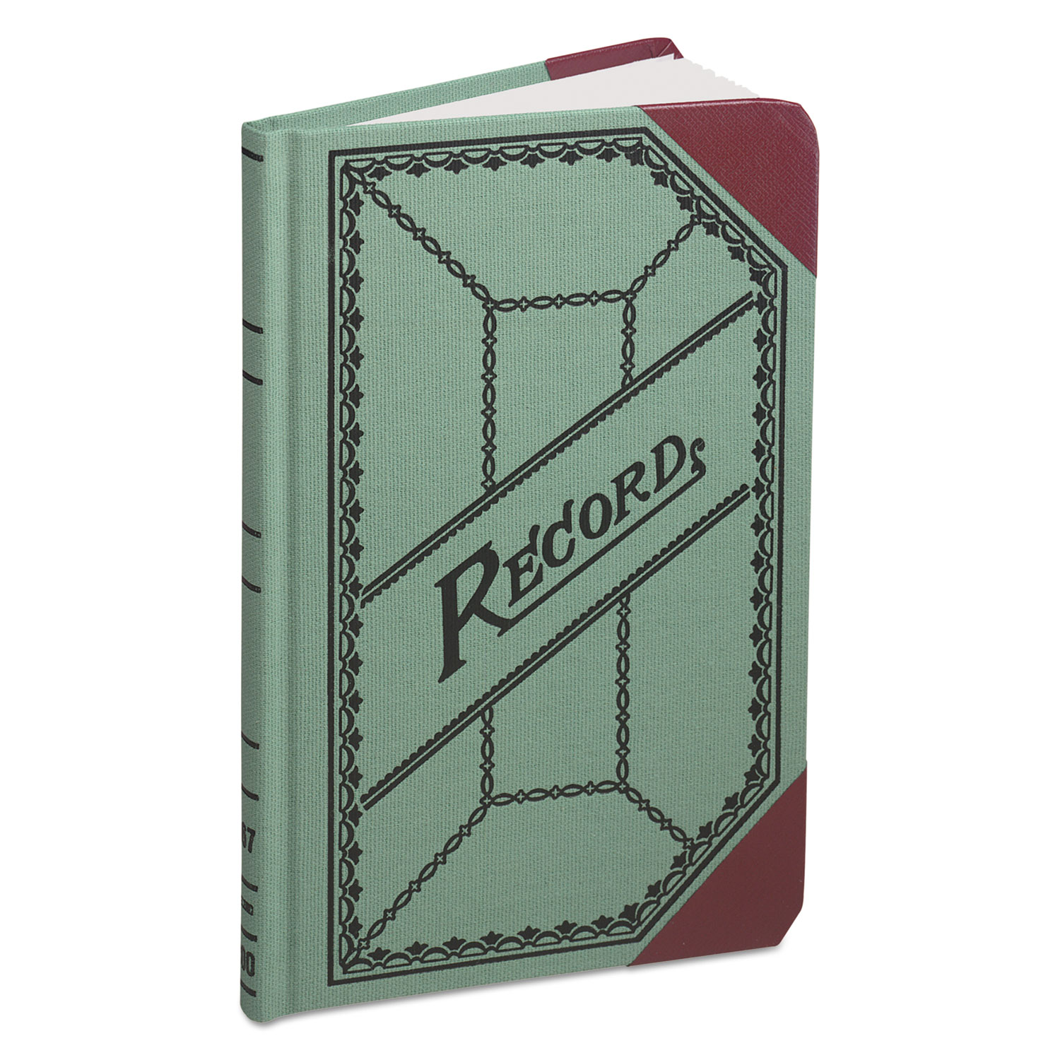 Miniature Account Book, Green/Red Canvas Cover, 200 Pages, 9 1/2 x 6