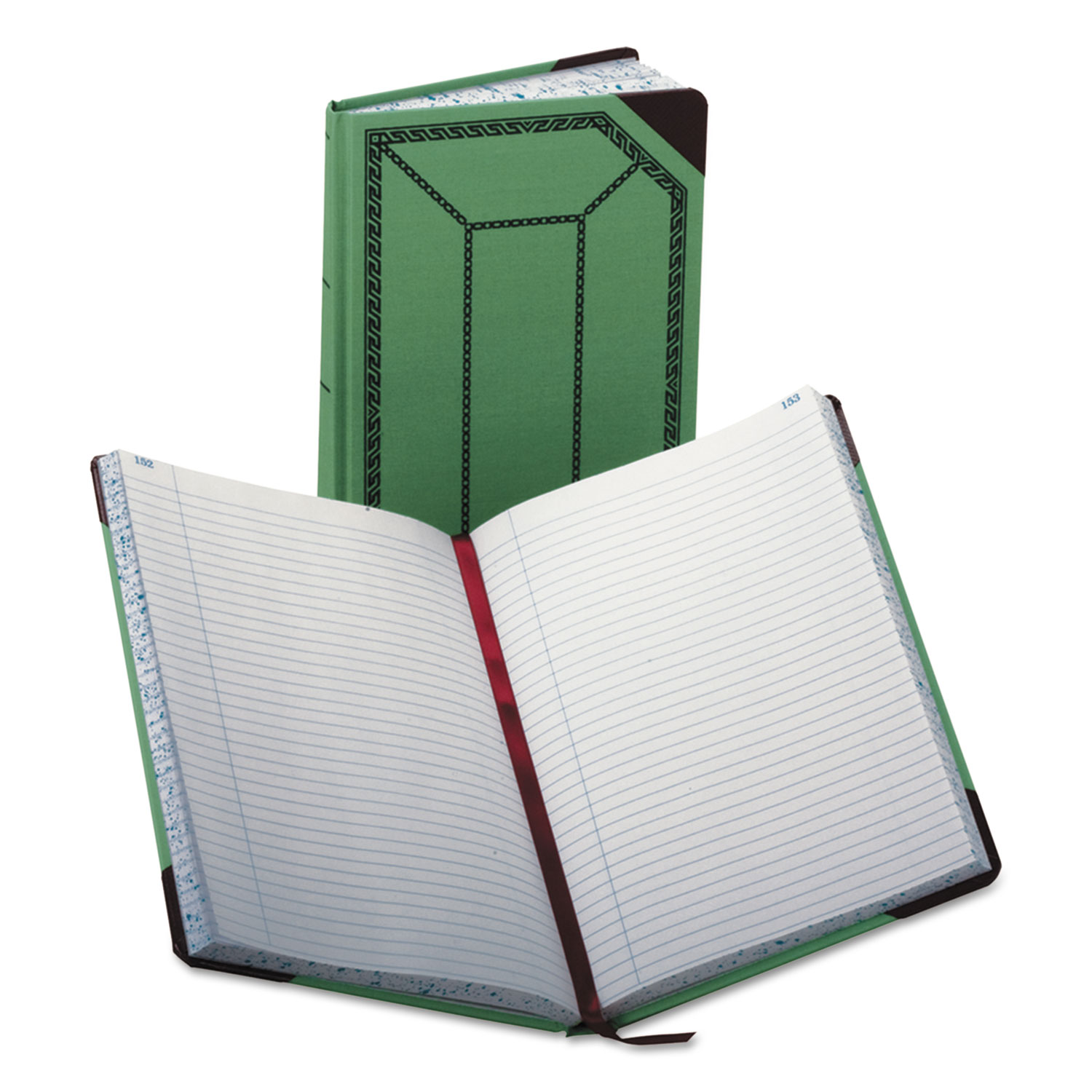  Boorum & Pease 67 1/8-300-R Record/Account Book, Record Rule, Green/Red, 300 Pages, 12 1/2 x 7 5/8 (BOR6718300R) 