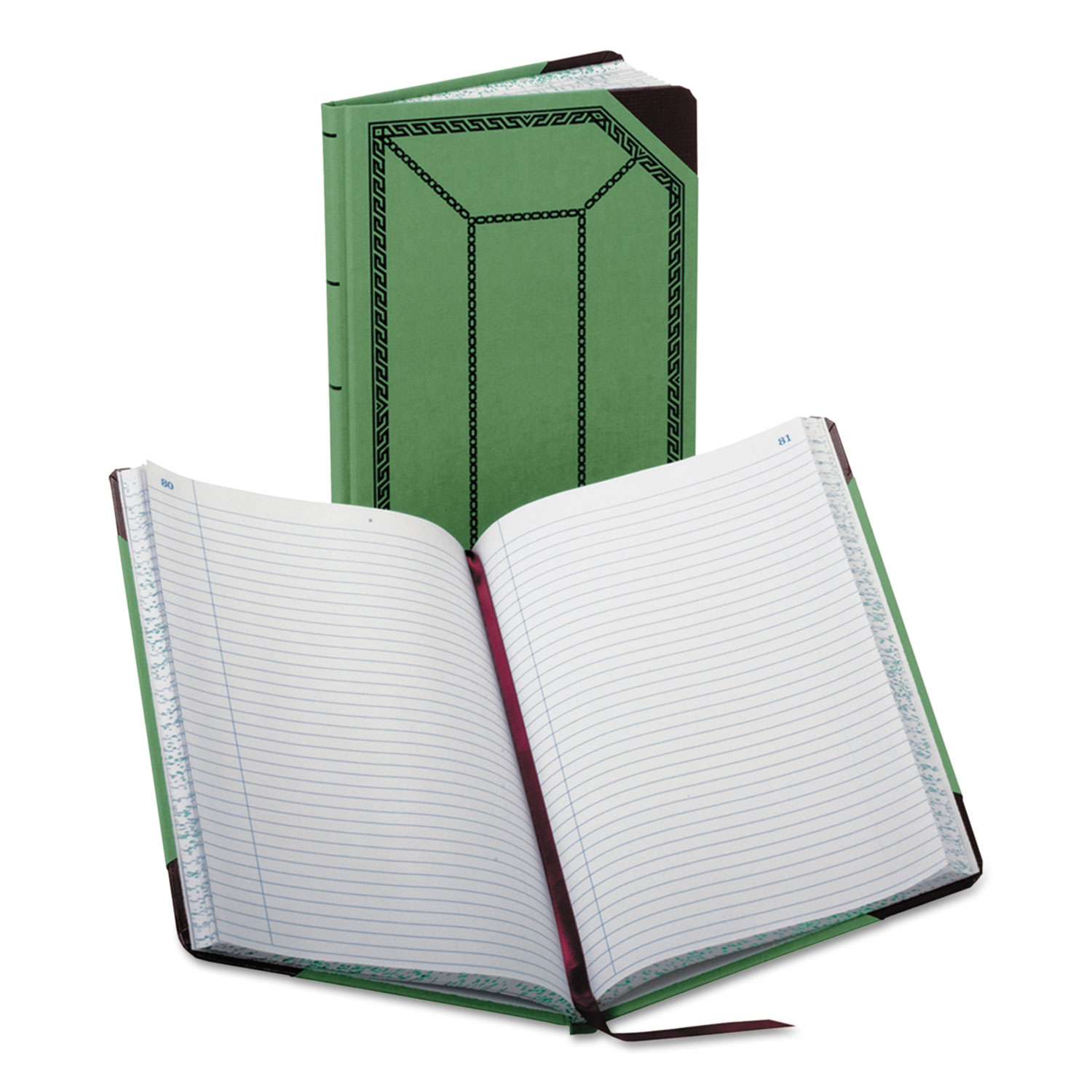  Boorum & Pease 67 1/8-150-R Record/Account Book, Record Rule, Green/Red, 150 Pages, 12 1/2 x 7 5/8 (BOR6718150R) 