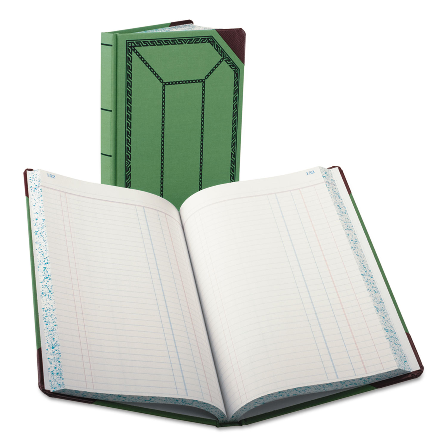  Boorum & Pease 67 1/8-300-J Record/Account Book, Journal Rule, Green/Red, 300 Pages, 12 1/2 x 7 5/8 (BOR6718300J) 