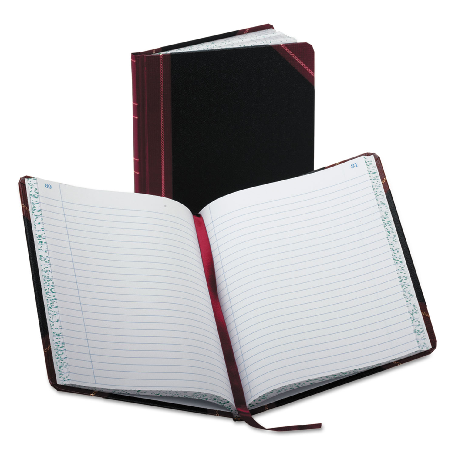 Record/Account Book, Record Rule, Black/Red, 150 Pages, 9 5/8 x 7 5/8