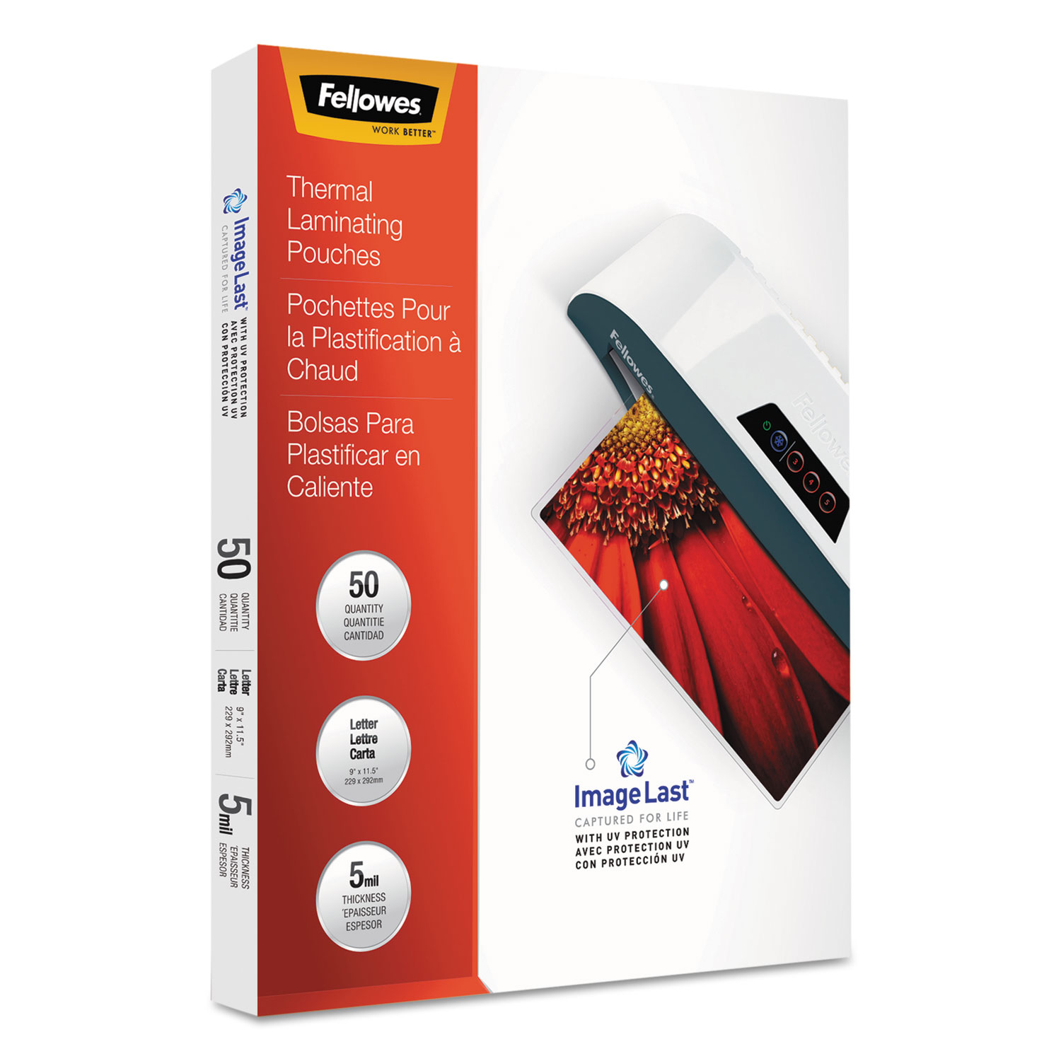  Fellowes 5204002 ImageLast Laminating Pouches with UV Protection, 5 mil, 9 x 11.5, Clear, 50/Pack (FEL5204002) 
