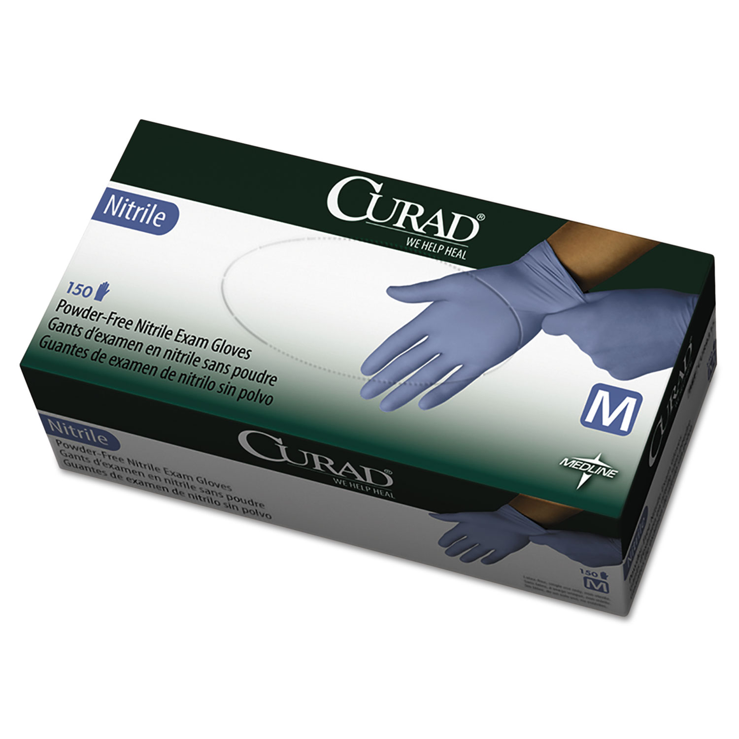  Curad CUR9315 Nitrile Exam Glove, Powder-Free, Medium, 150/Box (MIICUR9315) 