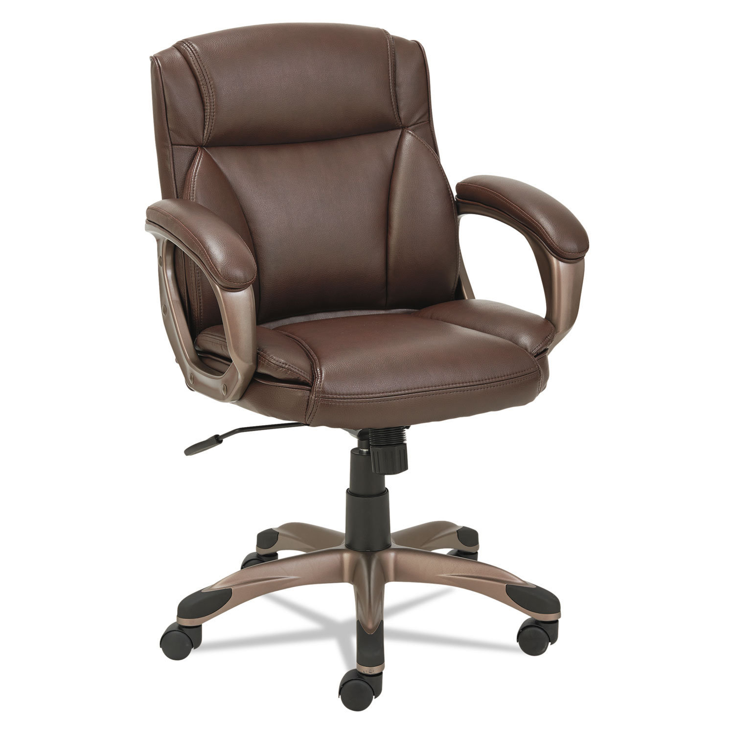  Alera ALEVN6159 Alera Veon Series Low-Back Leather Task Chair, Supports up to 275 lbs., Brown Seat/Brown Back, Bronze Base (ALEVN6159) 