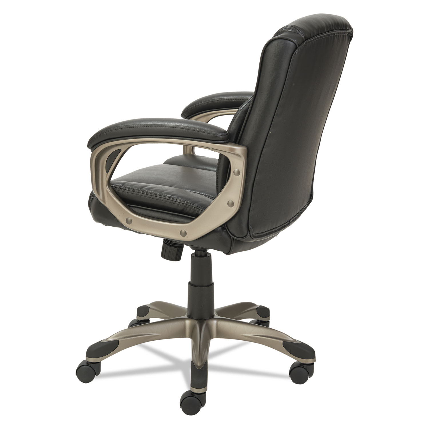 Alera Veon Series Low-Back Leather Task Chair w/Coil Spring Cushioning, Black