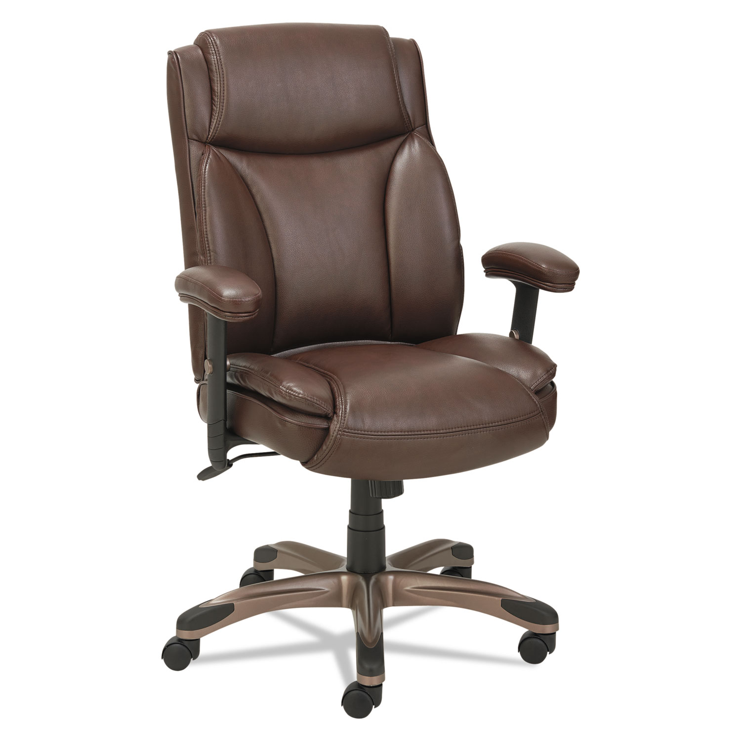  Alera ALEVN5159 Alera Veon Series Leather Mid-Back Manager's Chair, Supports up to 275 lbs., Brown Seat/Brown Back, Bronze Base (ALEVN5159) 