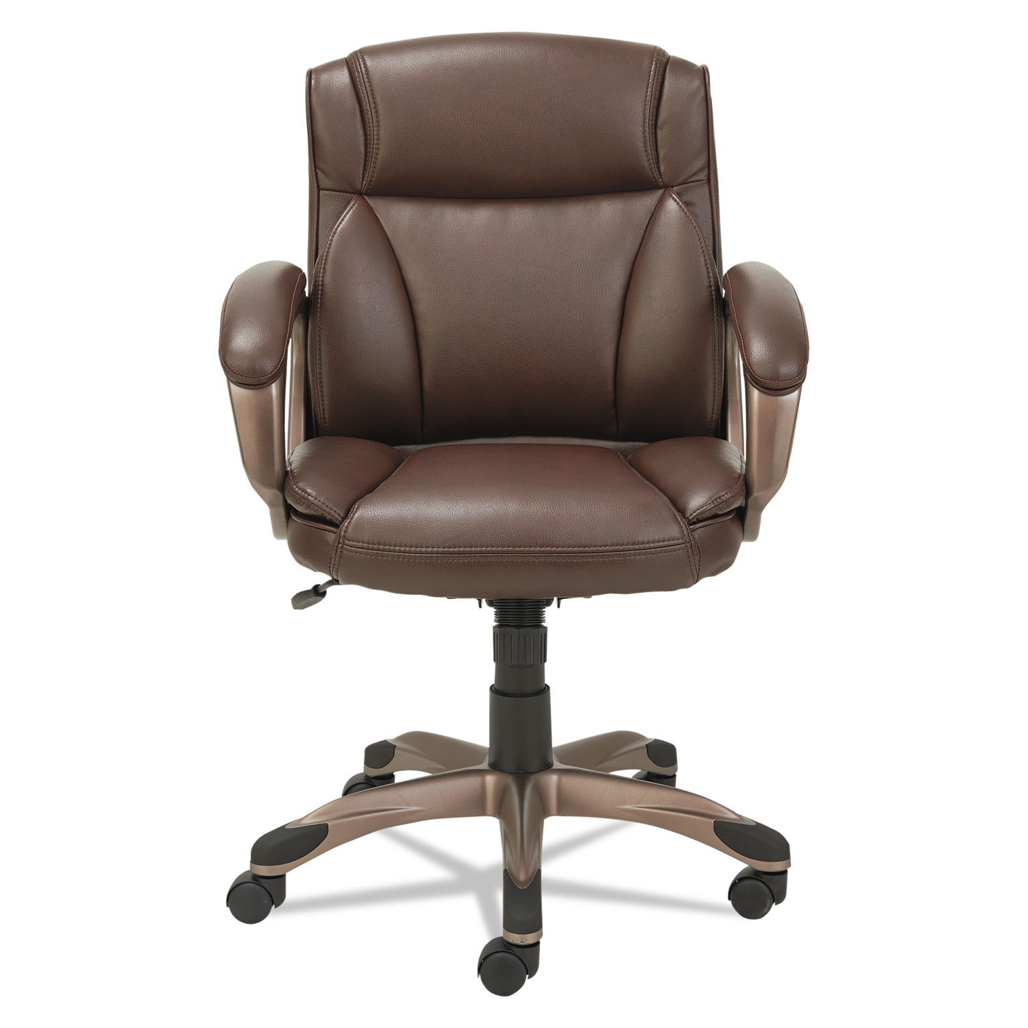 Alera Veon Series Low-Back Leather Task Chair w/Coil Spring Cushion, Brown