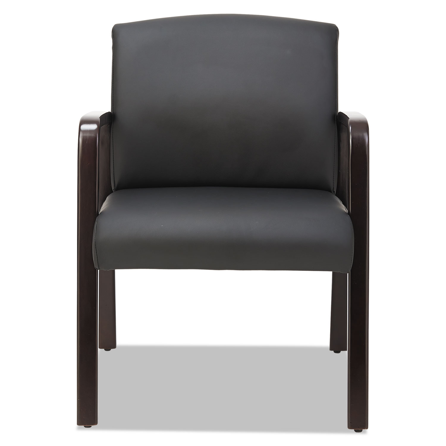 Alera Reception Lounge Series Guest Chair, Espresso/Black Leather