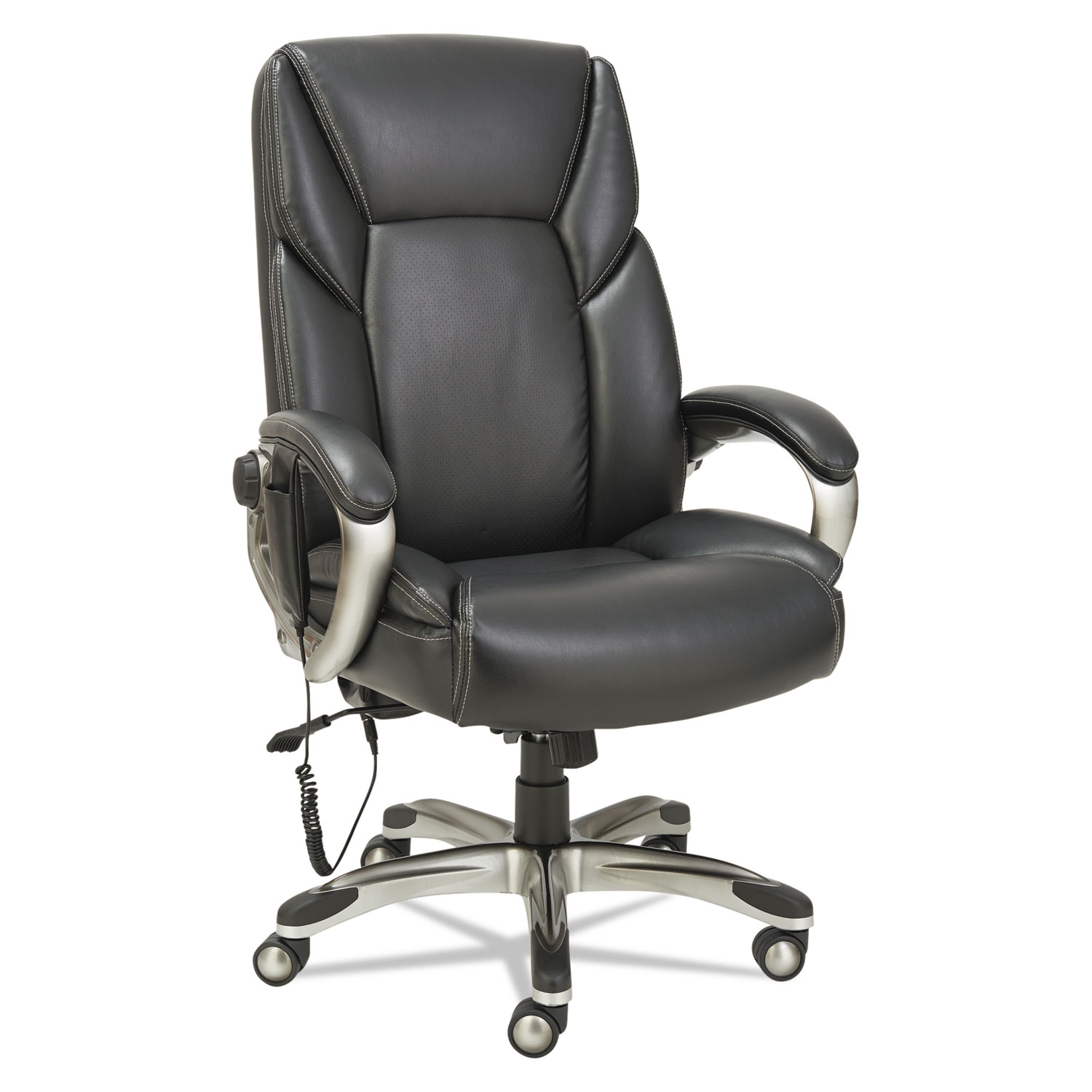  Alera ALESH7019 Shiatsu Massage Chair, Supports up to 275 lbs., Black Seat/Black Back, Silver Base (ALESH7019) 