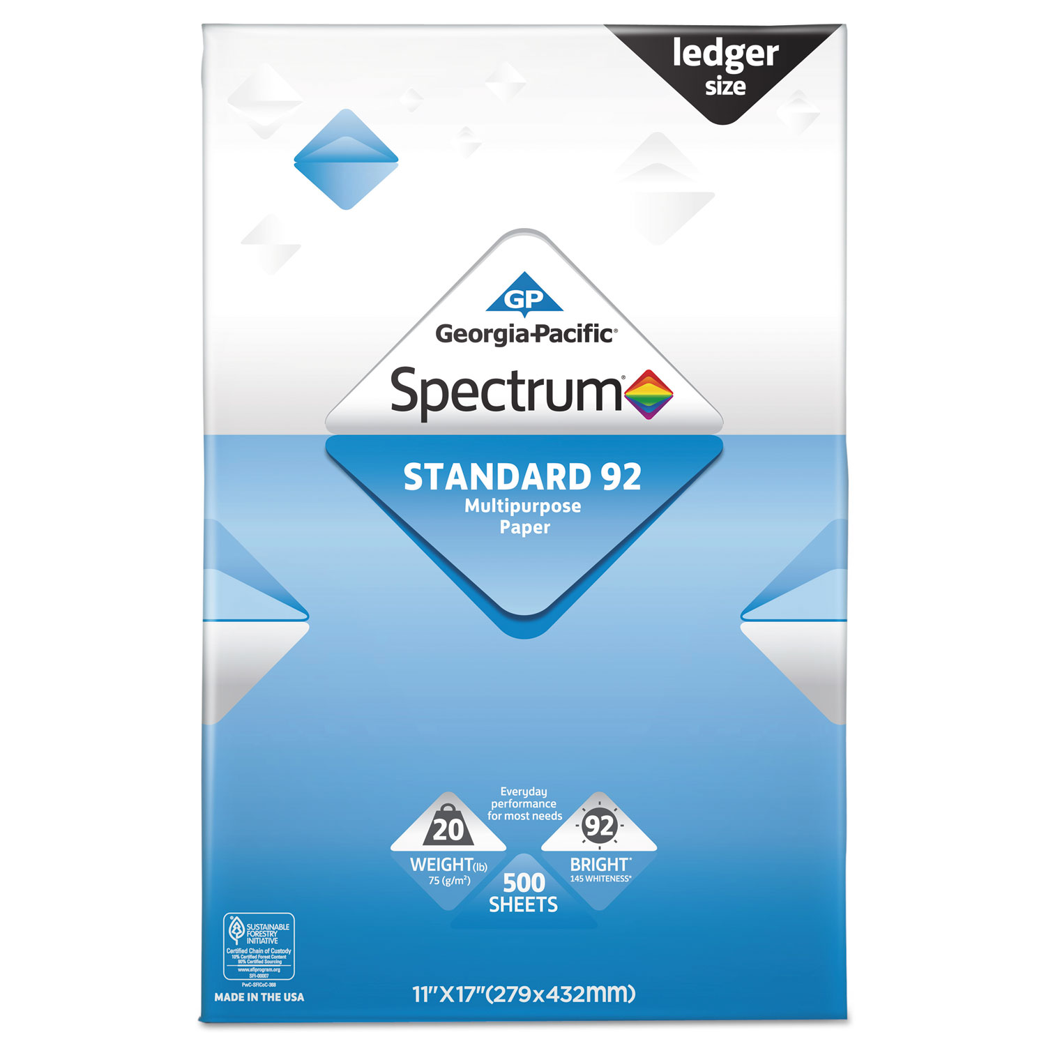 Spectrum Standard 92 Multipurpose Paper, 20lb, 11 x 17, White, 2500 Shts/Ctn