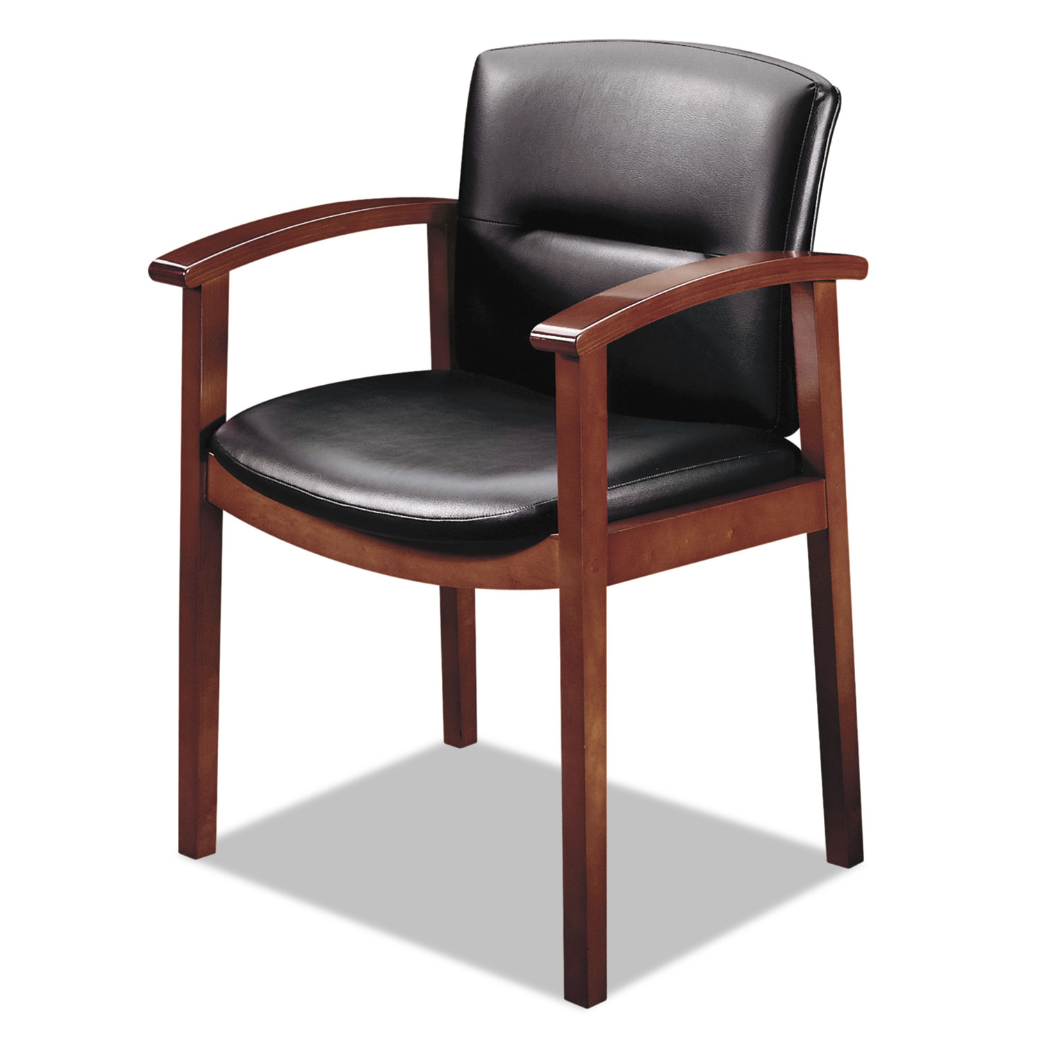 5000 Series Park Avenue Collection Guest Chair, Black Vinyl/Mahogany Finish