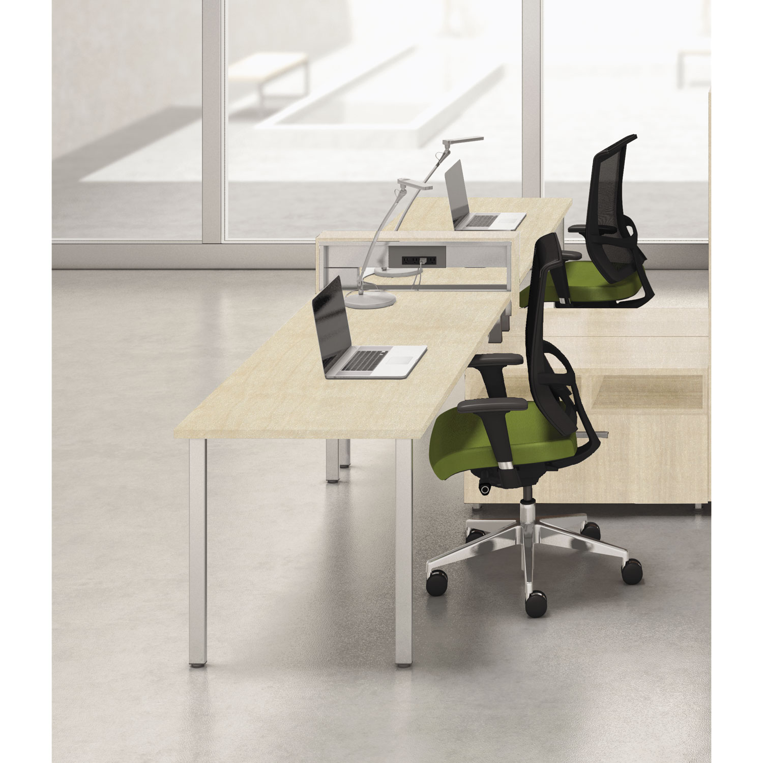 e5 Two-Person Workstation with Beltway, 123-1/2w x 73d x 29-1/2h, Summer Suede