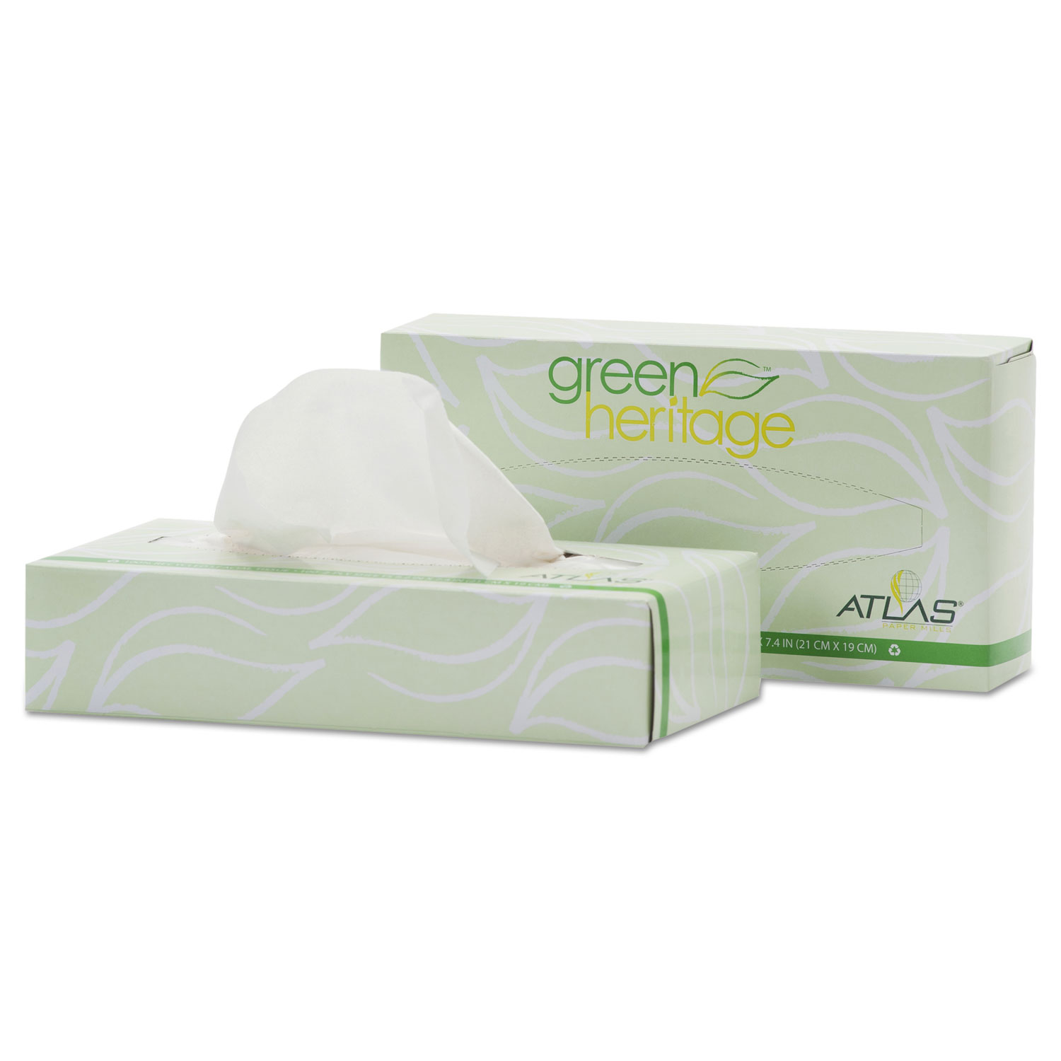 Green Heritage Facial Tissue, 2-Ply, White, 7 4/5 x 8, 100/Box, 72 Box/Carton