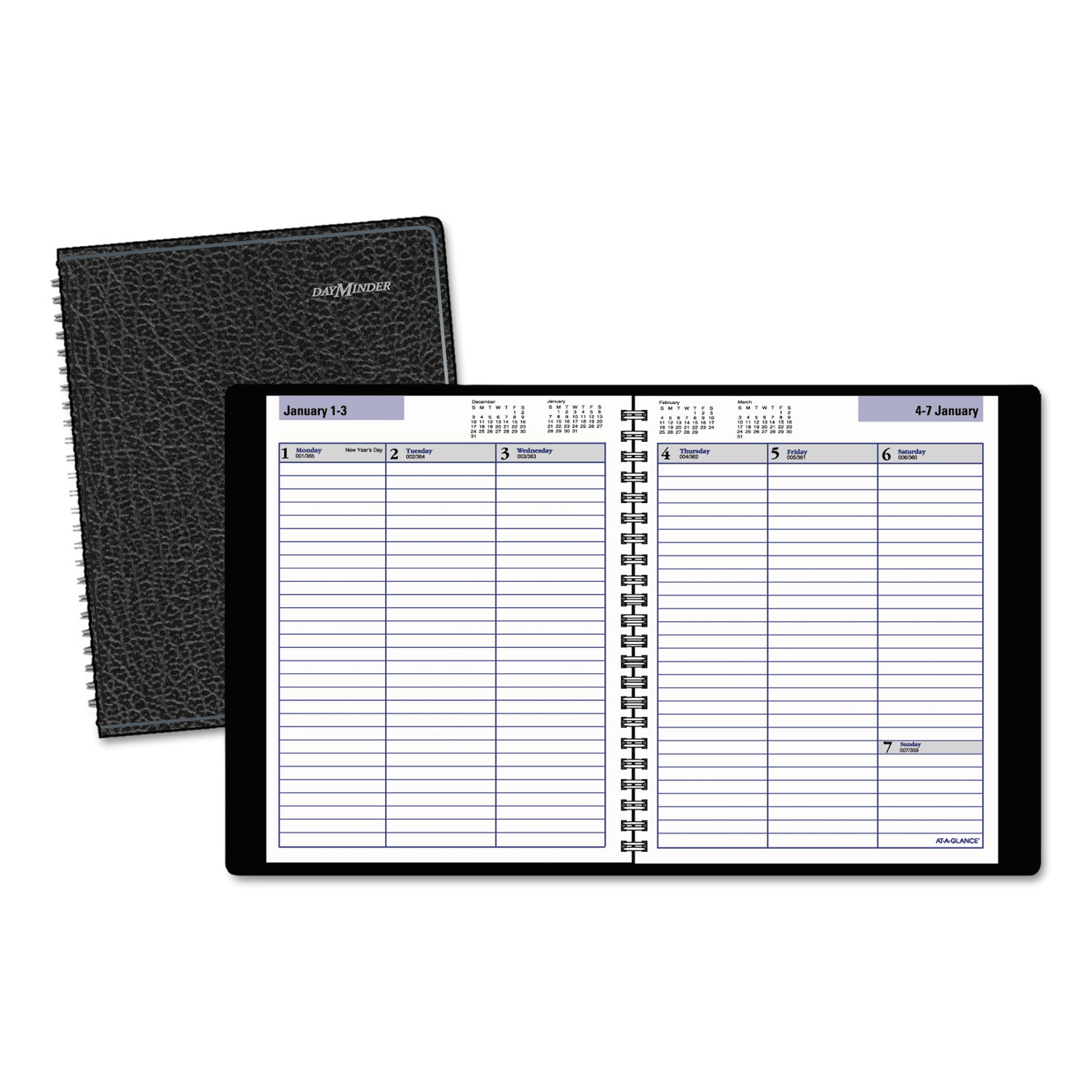 Weekly Appointment Book, 8 x 8 1/2, Black, 2018