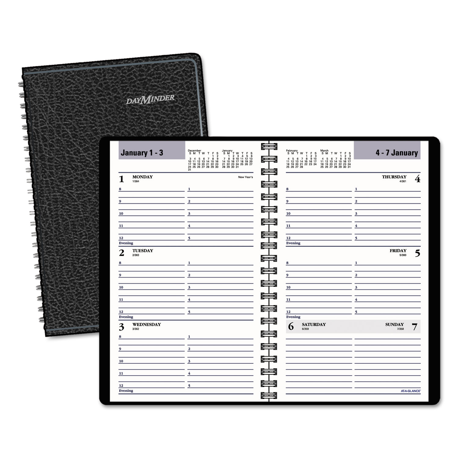 Block Format Weekly Appointment Book, 4 7/8 x 8, Black, 2018