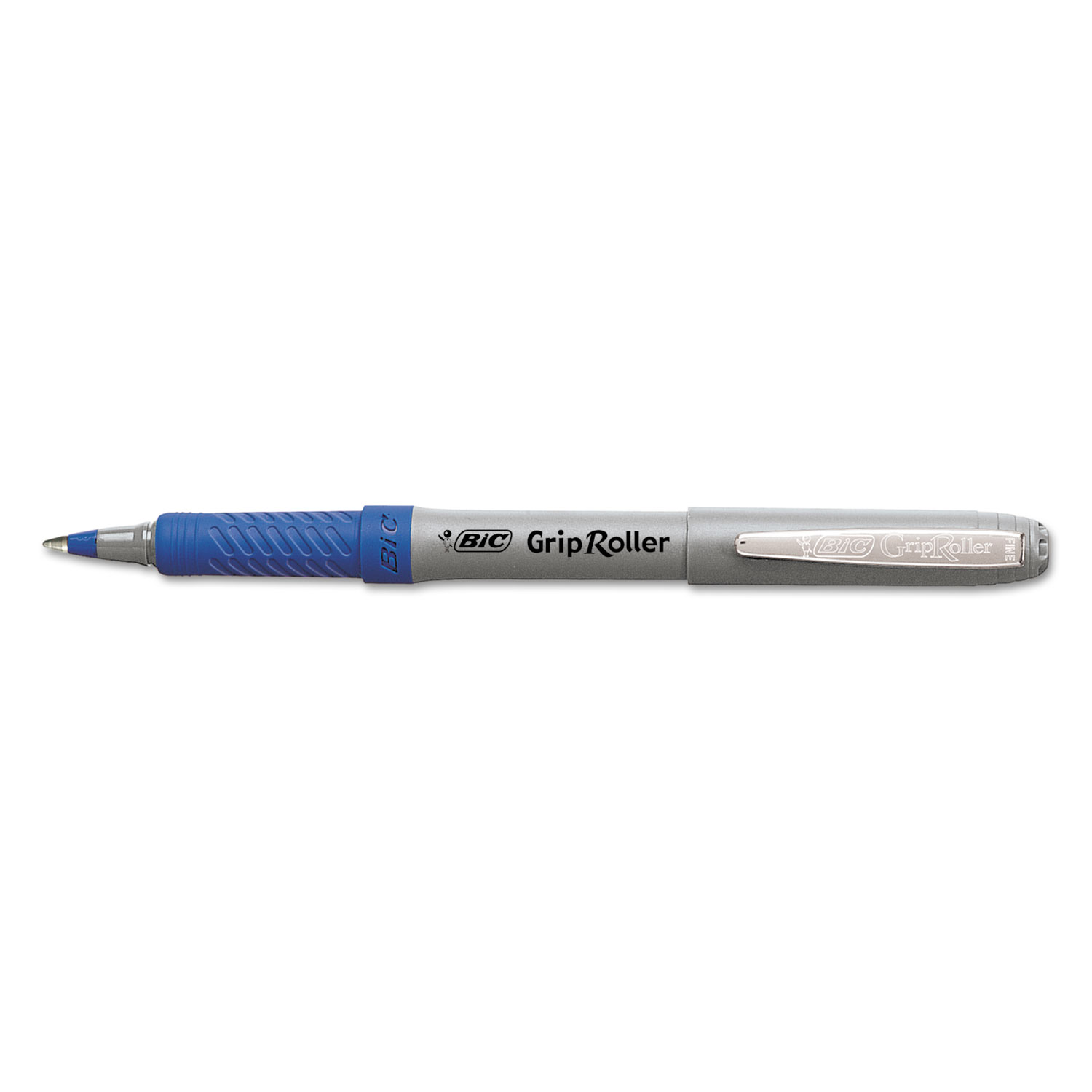  BIC GRE11 BLU Roller Glide Roller Ball Pen, Fine 0.7mm, Blue Ink, Gray Barrel, Dozen (BICGRE11BE) 