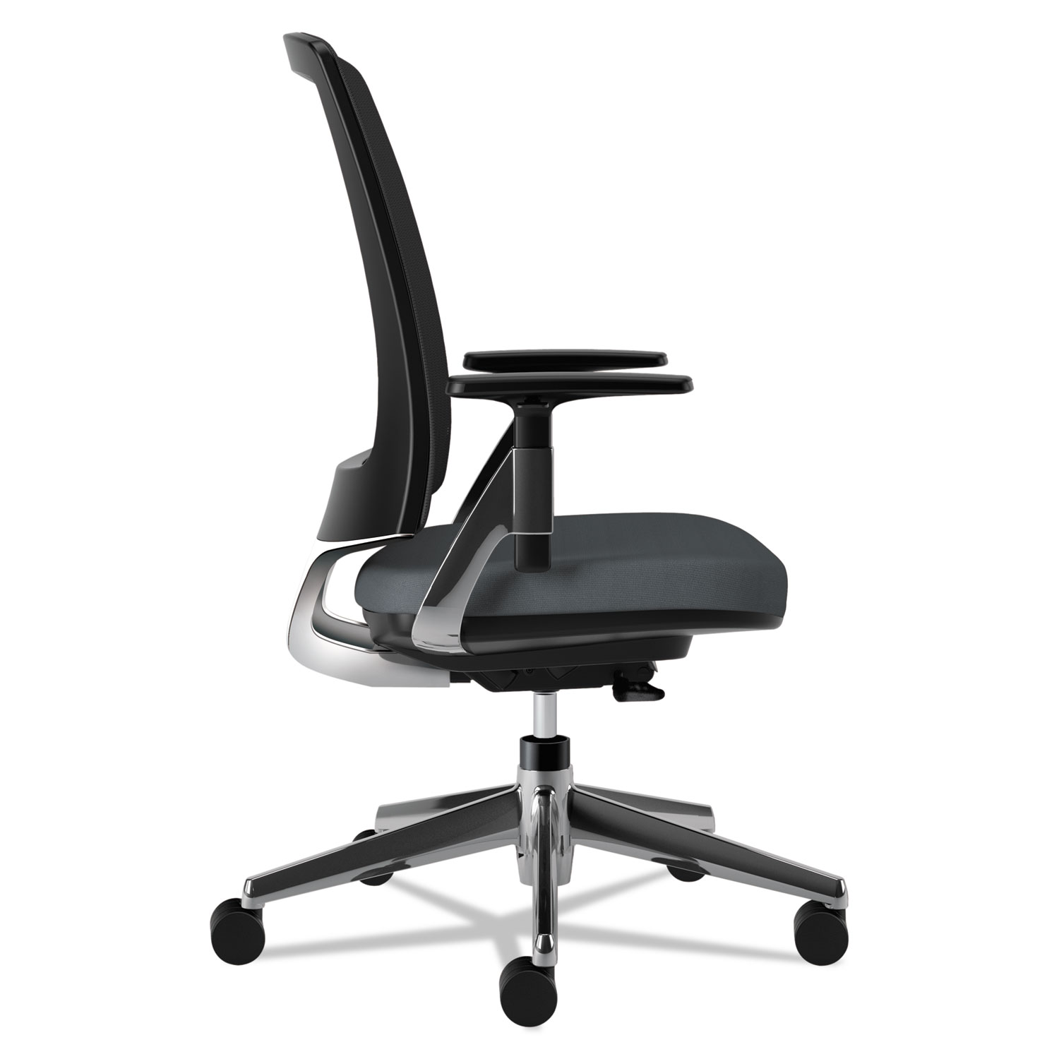 Lota Series Mesh Mid-Back Work Chair, Charcoal Fabric, Polished Aluminum Base