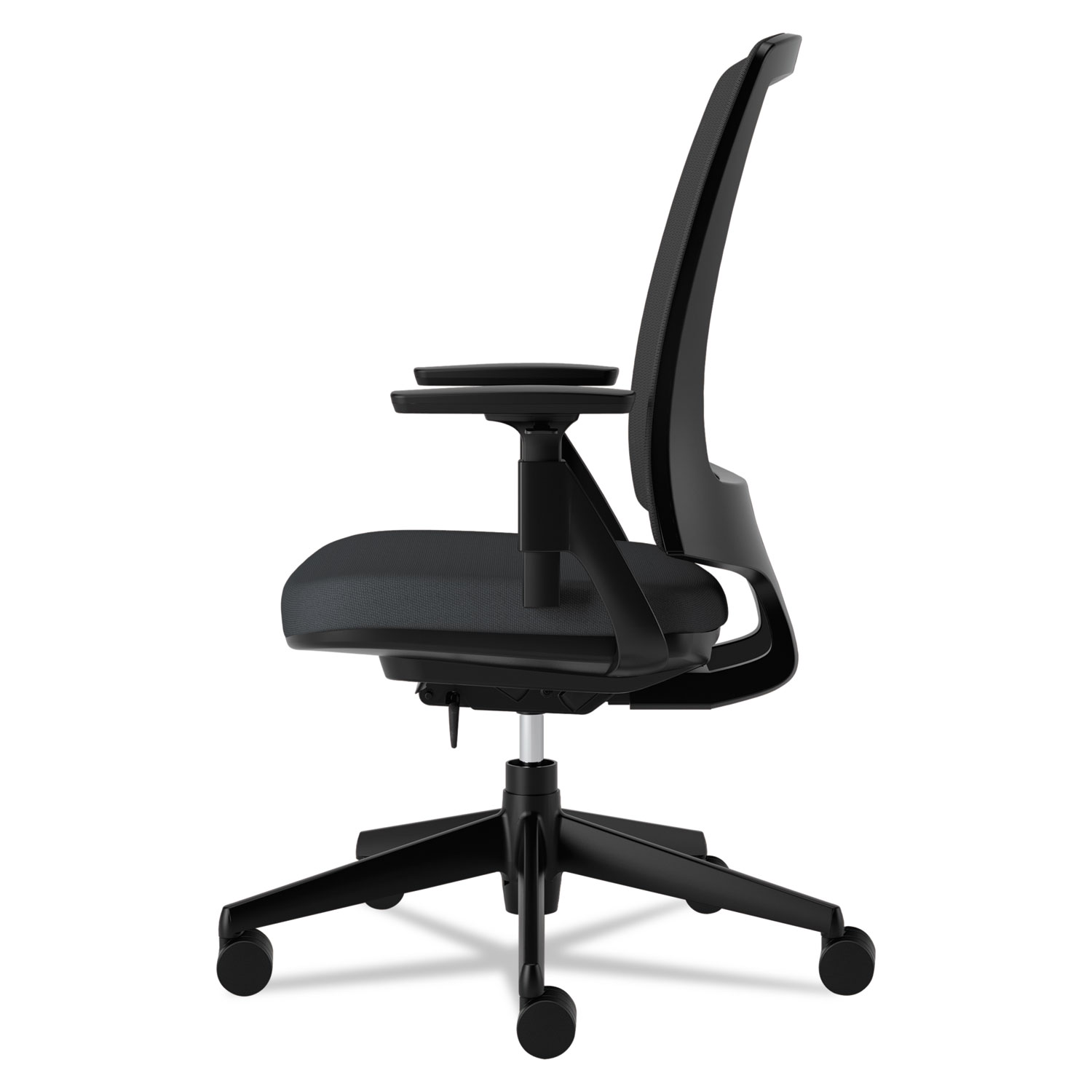 Lota Series Mesh Mid-Back Work Chair, Black Fabric, Black Base