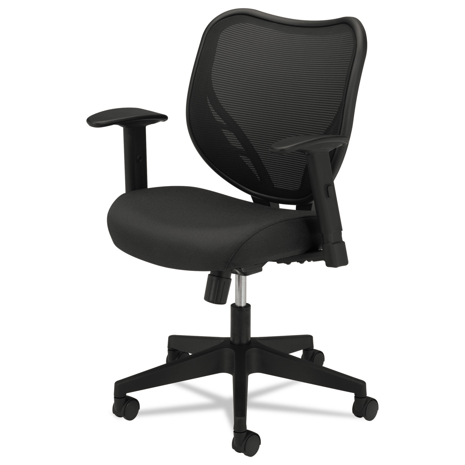 VL551 Series Mid-Back Swivel/Tilt Chair, Fabric Seat, Mesh Back, Black