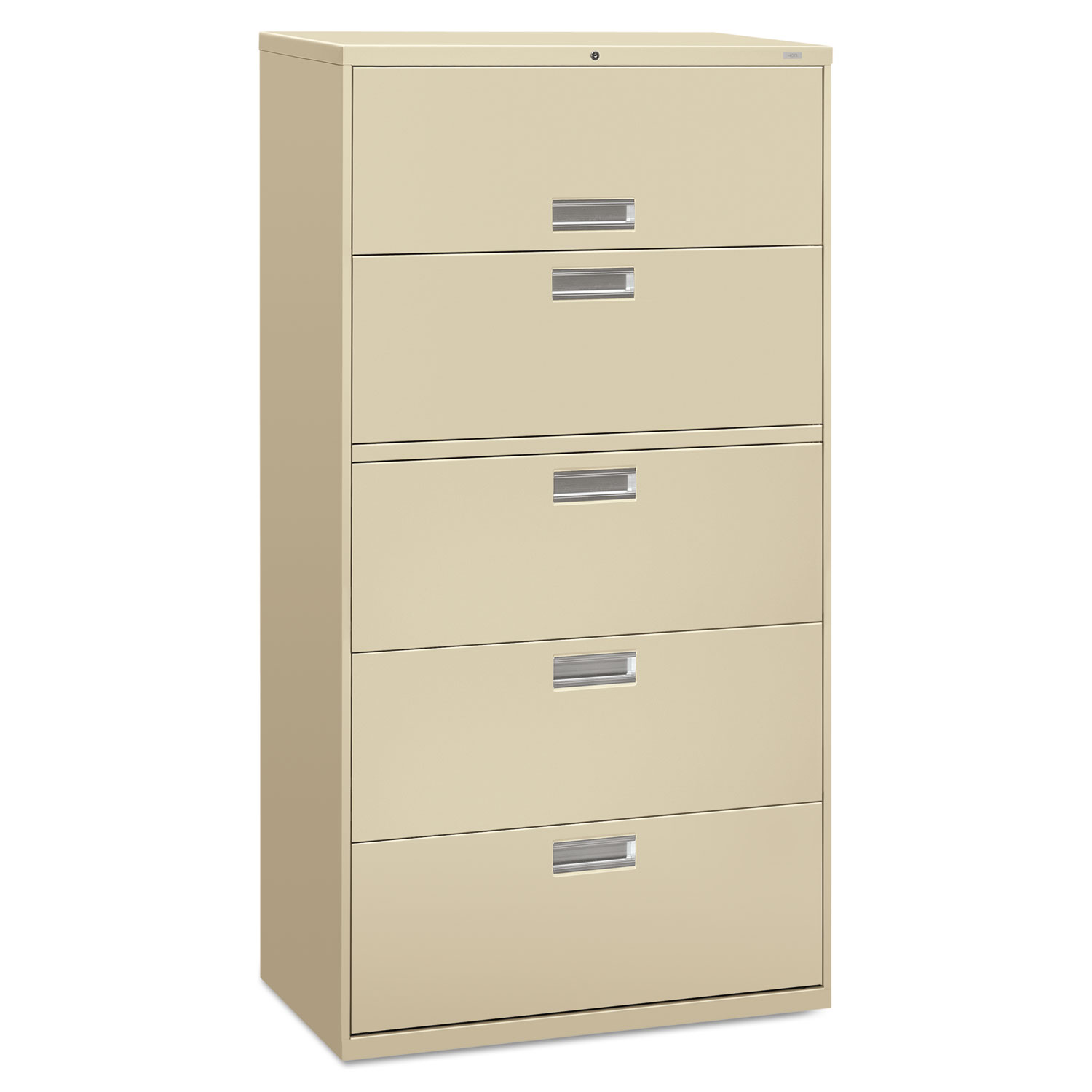 600 Series Five-Drawer Lateral File, 36w x 19-1/4d, Putty