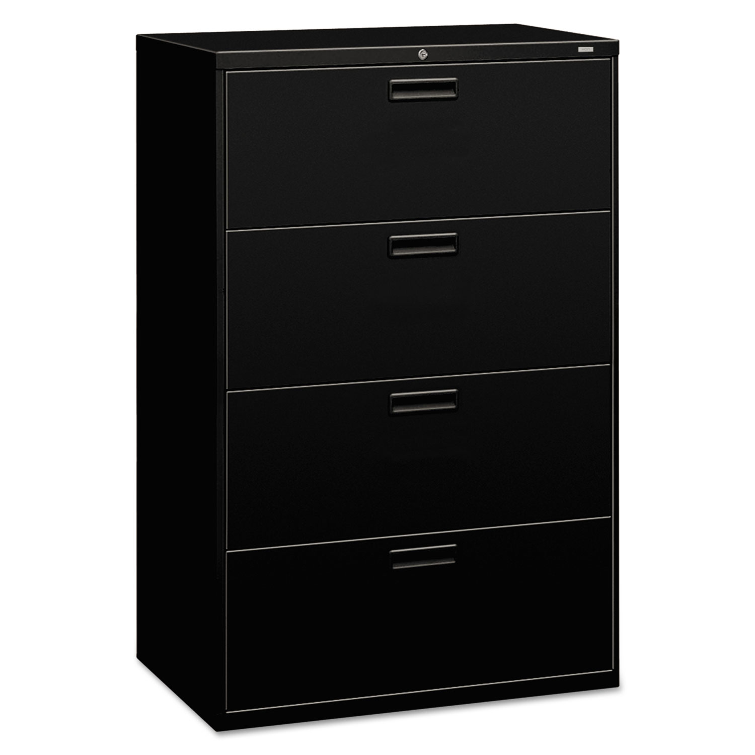 500 Series Four-Drawer Lateral File, 36w x 19-1/4d x 53-1/4h, Black