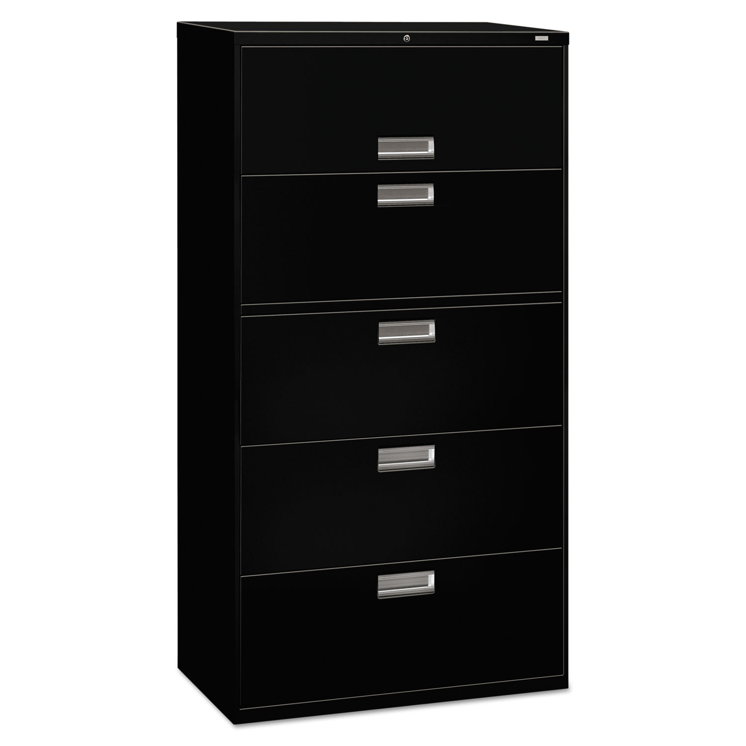 600 Series Five-Drawer Lateral File, 36w x 19-1/4d, Black