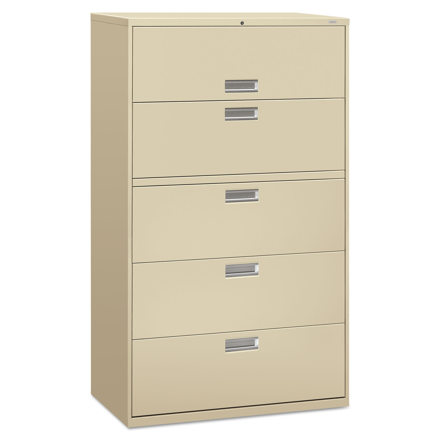 600 Series Five-Drawer Lateral File, 42w x 18d x 64 1/4h, Putty