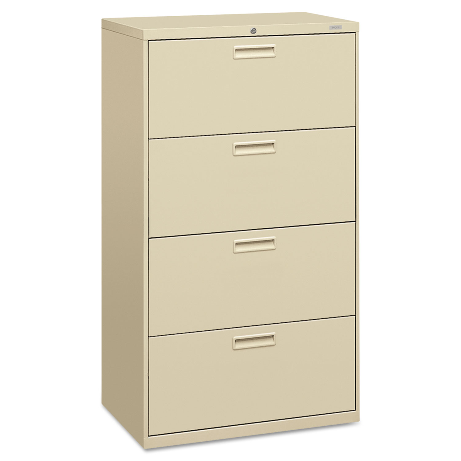 500 Series Four-Drawer Lateral File, 30w x 19-1/4d x 53-1/4h, Putty