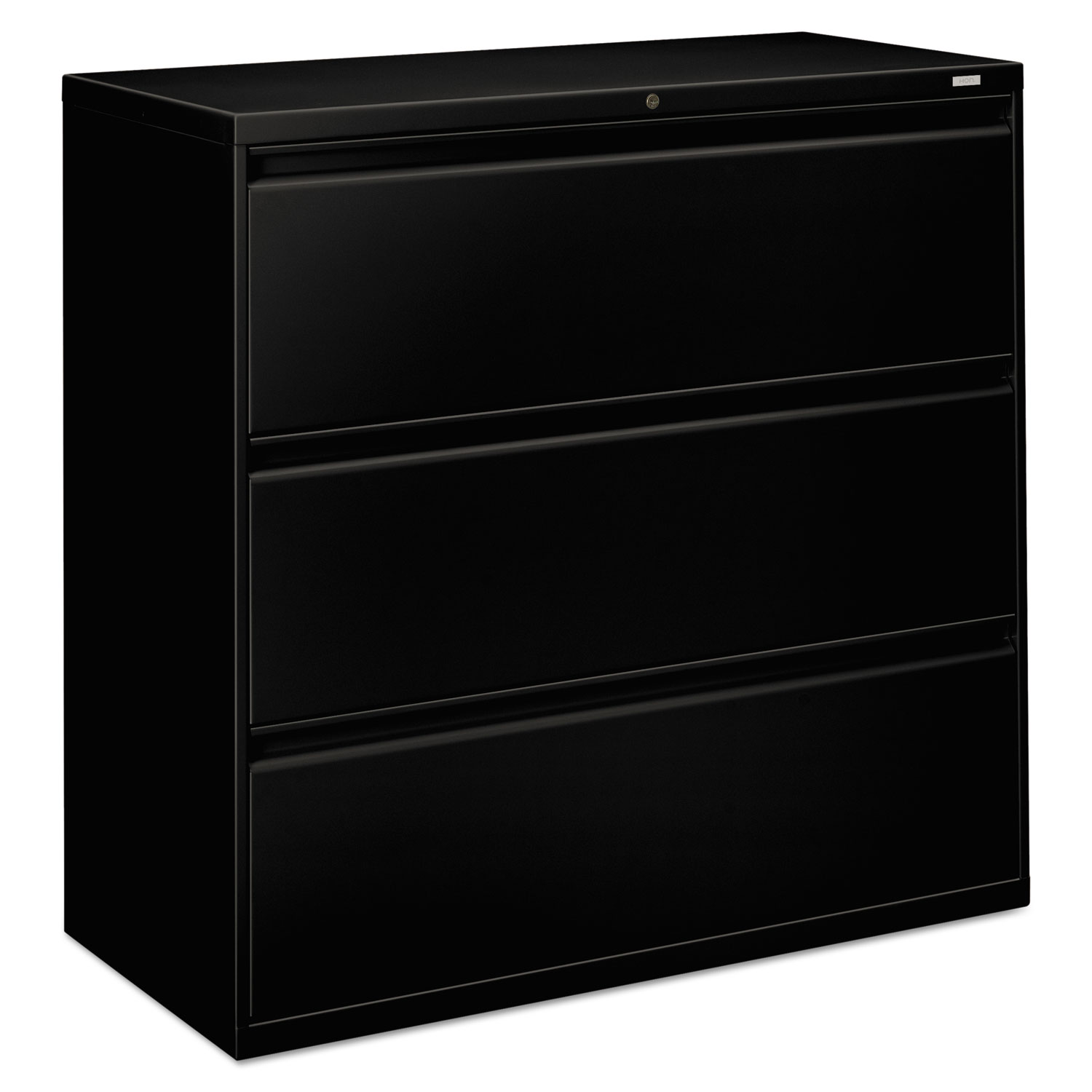 800 Series Three-Drawer Lateral File, 42w x 19-1/4d x 40-7/8h, Black