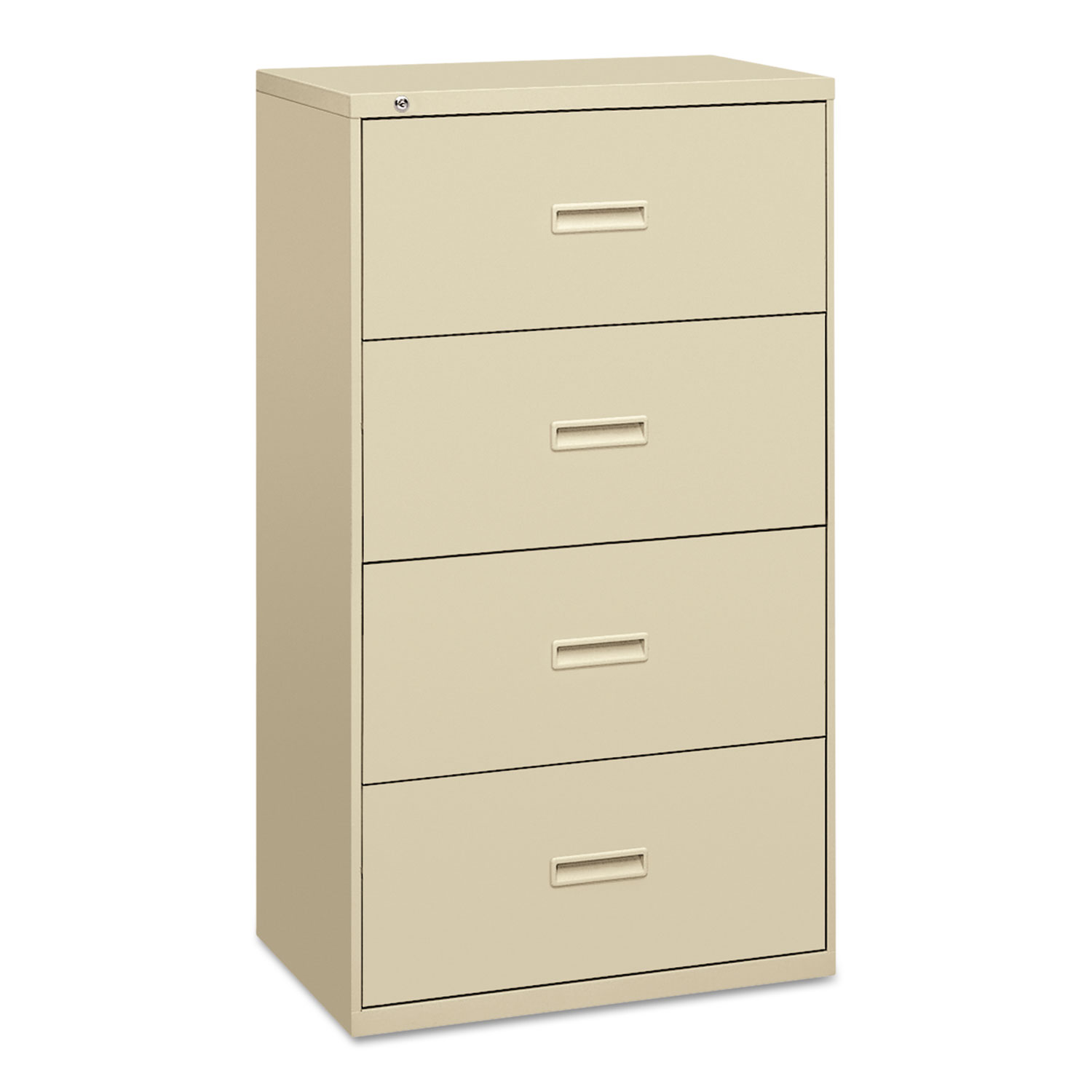 400 Series Four-Drawer Lateral File, 30w x 19-1/4d x 53-1/4h, Putty