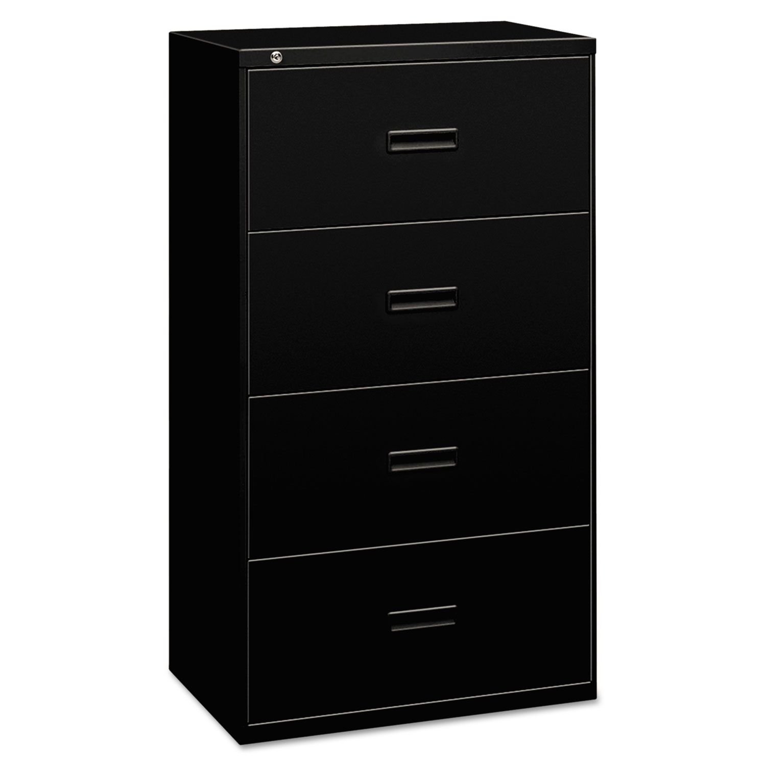 400 Series Four-Drawer Lateral File, 30w x 19-1/4d x 53-1/4h, Black