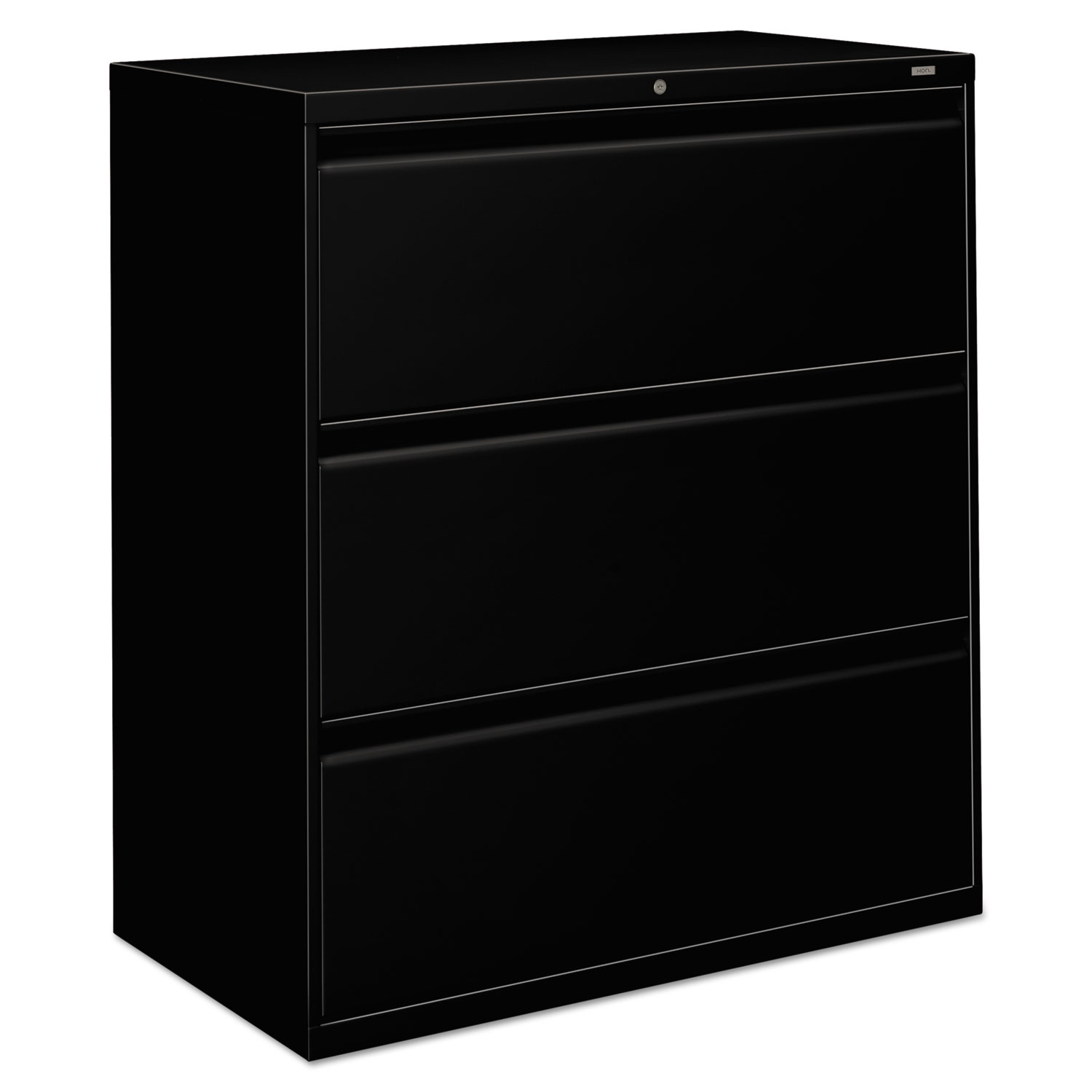 800 Series Three-Drawer Lateral File, 36w x 19-1/4d x 40-7/8h, Black