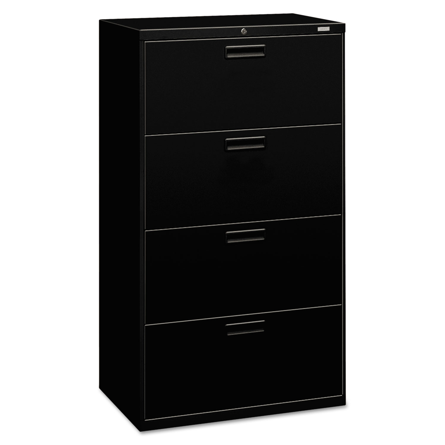 500 Series Four-Drawer Lateral File, 30w x 19-1/4d x 53-1/4h, Black