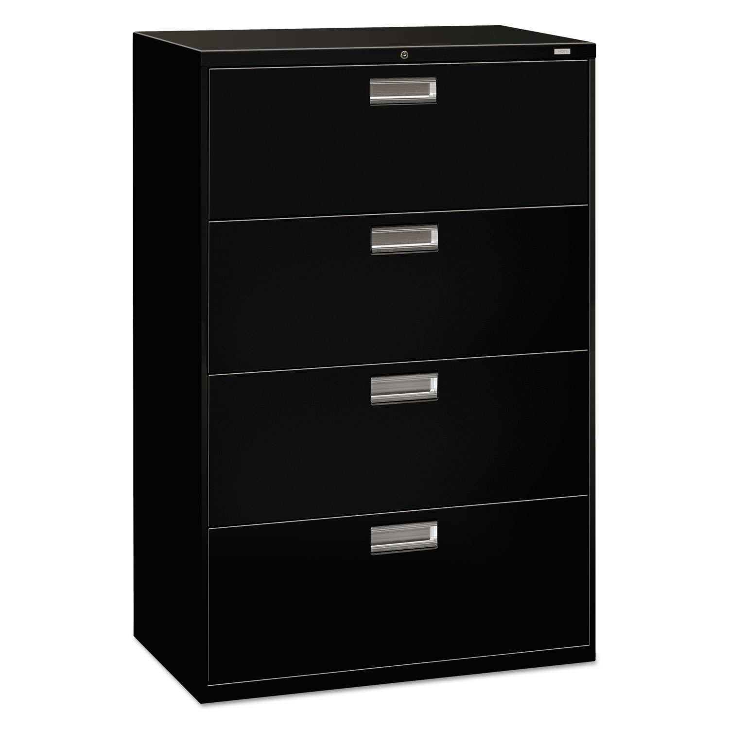 600 Series Four-Drawer Lateral File, 36w x 18d x 52 1/2h, Black