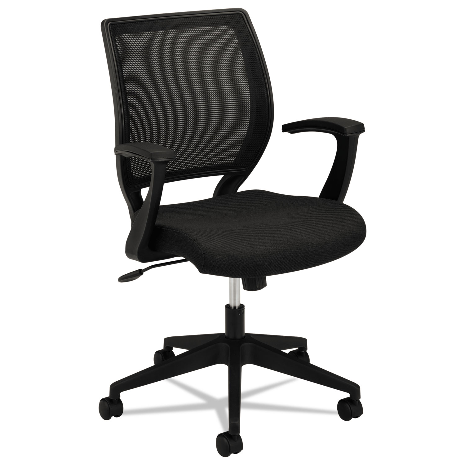  HON HVL521.VA10 HVL521 Mesh Mid-Back Task Chair, Supports up to 250 lbs., Black Seat/Black Back, Black Base (BSXVL521VA10) 