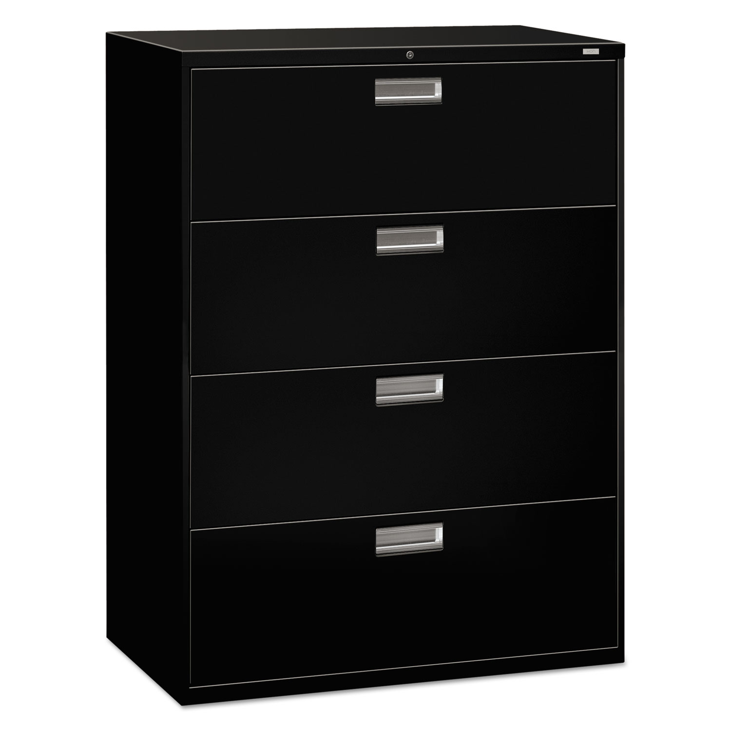 600 Series Four-Drawer Lateral File, 42w x 18d x 52 1/2h, Black