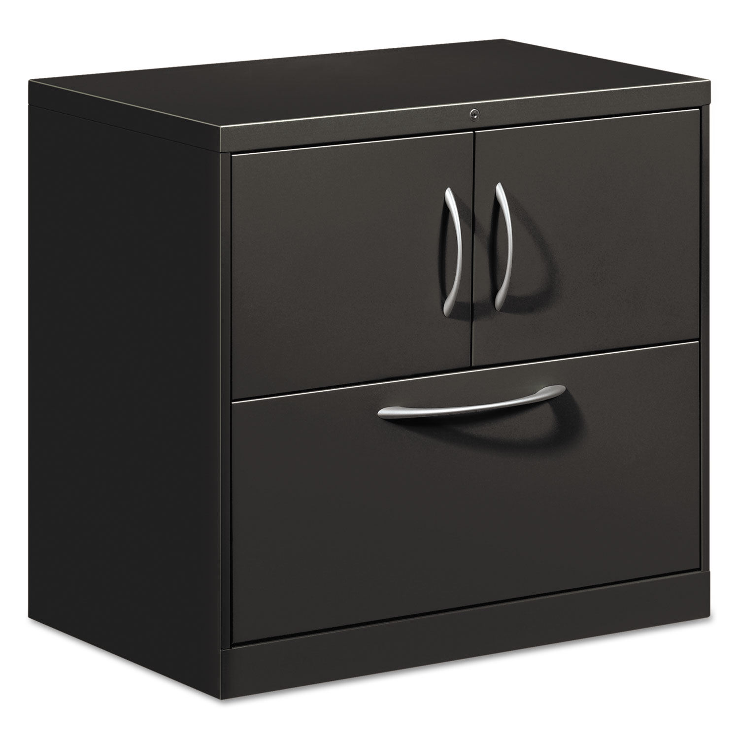 Flagship File Center w/Storage Cabinet & Lateral File, 30w x 18d x 28h, Charcoal