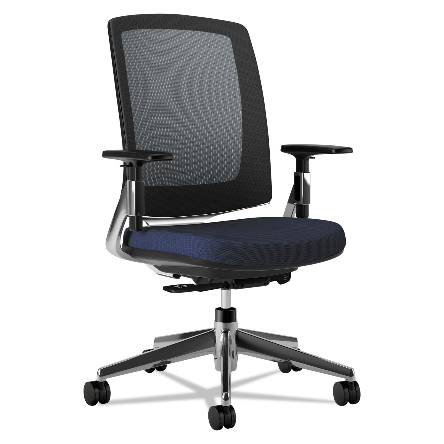  HON H2283.VA90.PA Lota Series Mesh Mid-Back Work Chair, Supports up to 250 lbs., Navy Seat/Navy Back, Polished Aluminum Base (HON2283VA90PA) 